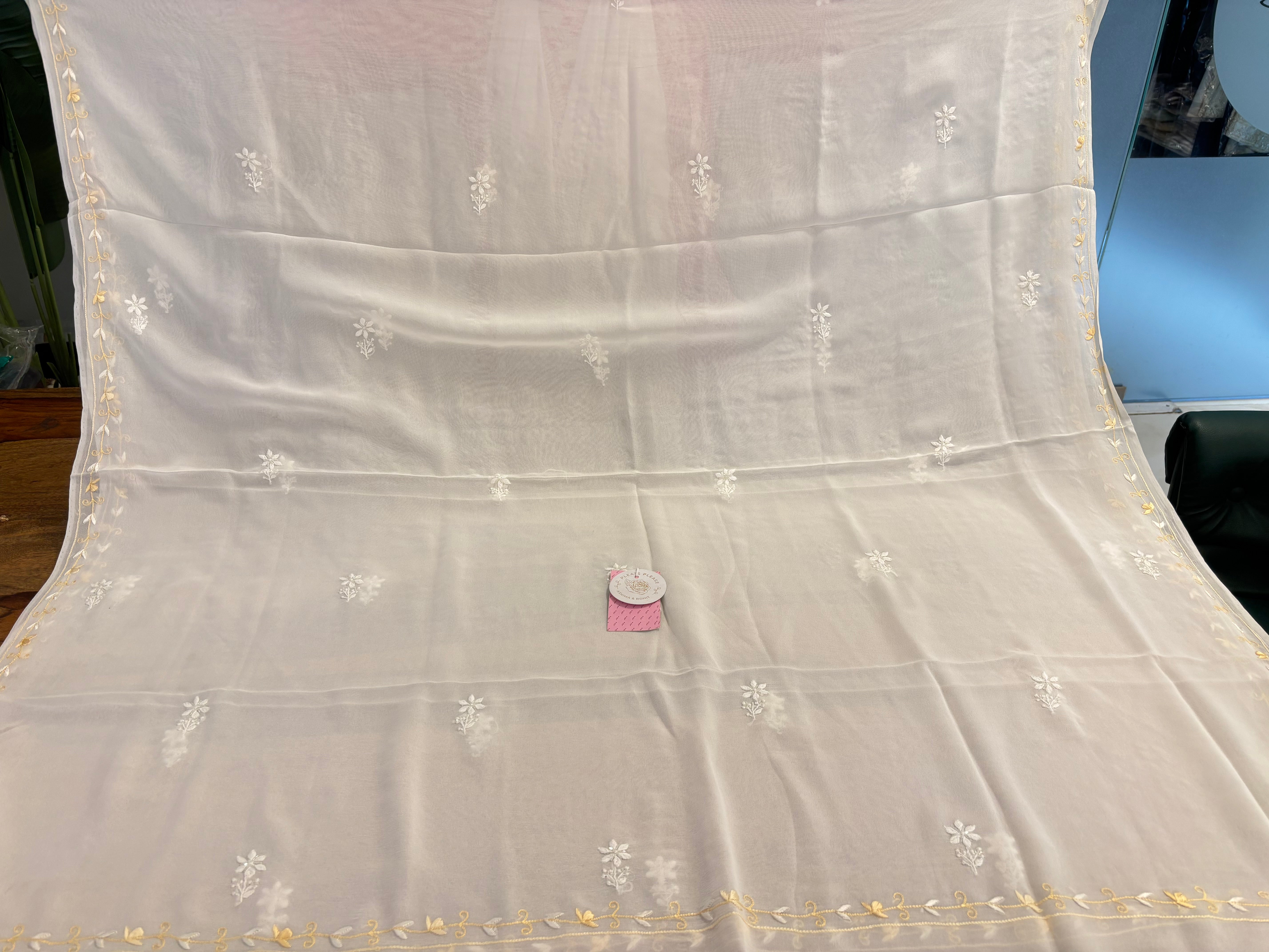 Dyeable Pure & Premium Georgette Chikankari Kurta & Dupatta