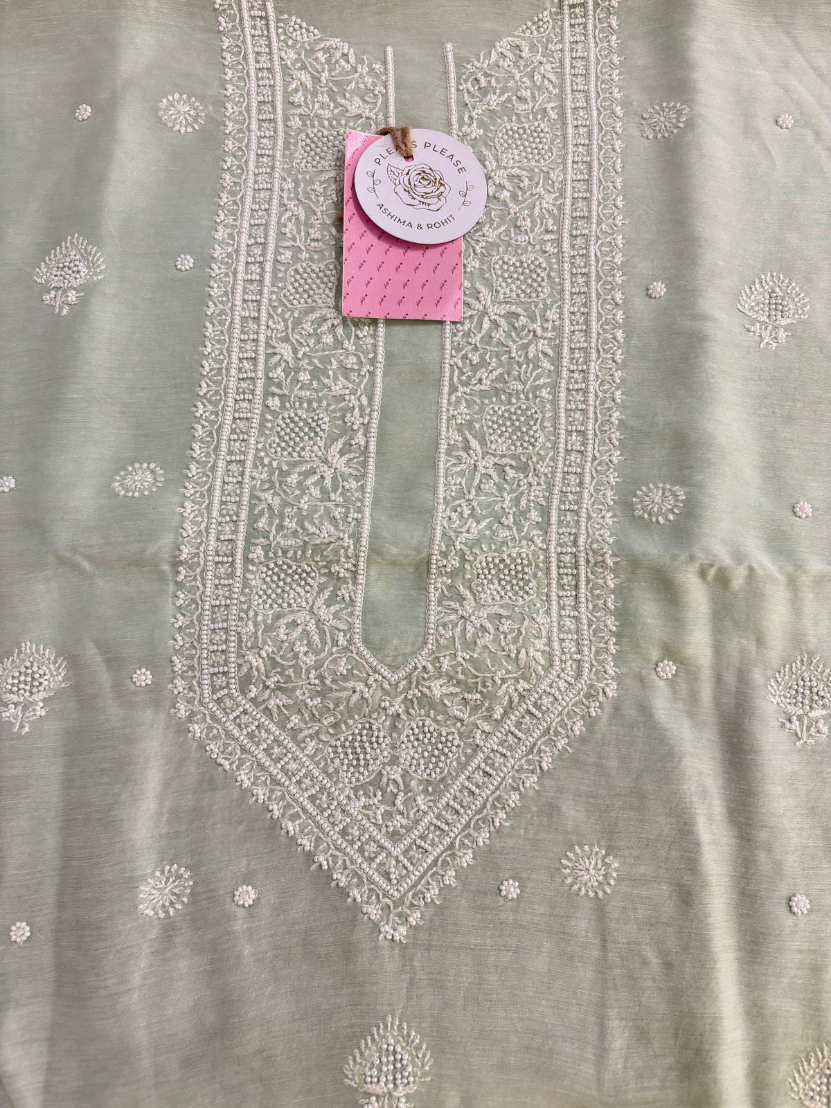 Sage Green Chanderi Chikankari Men’s Kurta