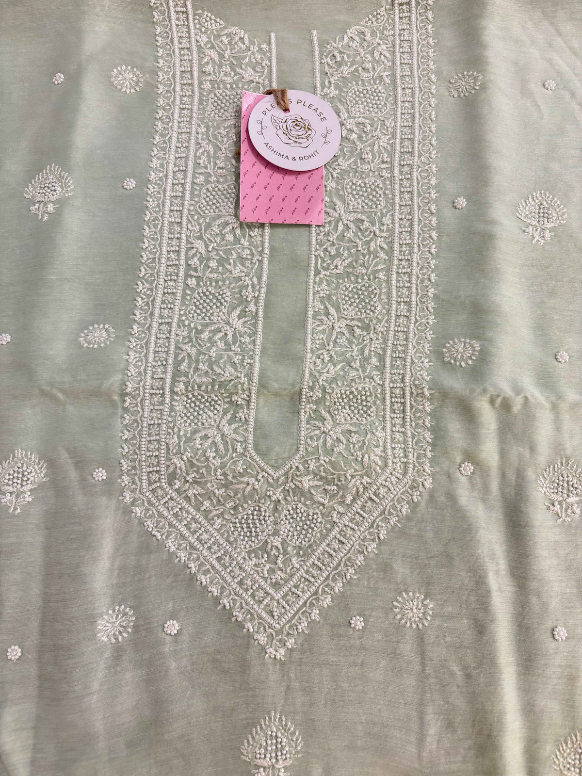 Sage Green Chanderi Chikankari Men’s Kurta