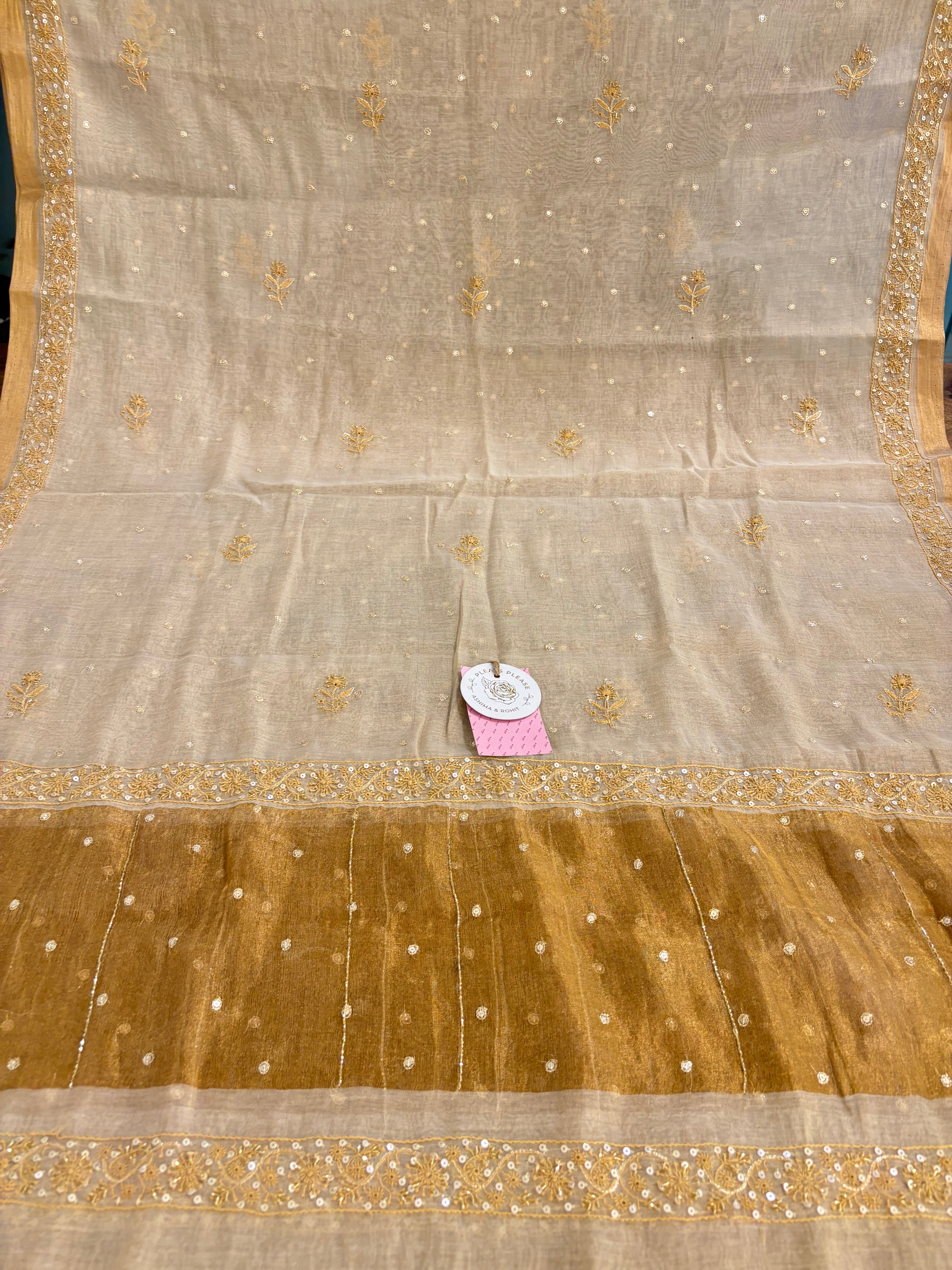 Dyeable Pure & Premium Tissue Heavy Neckline Chikankari Kurta & Dupatta