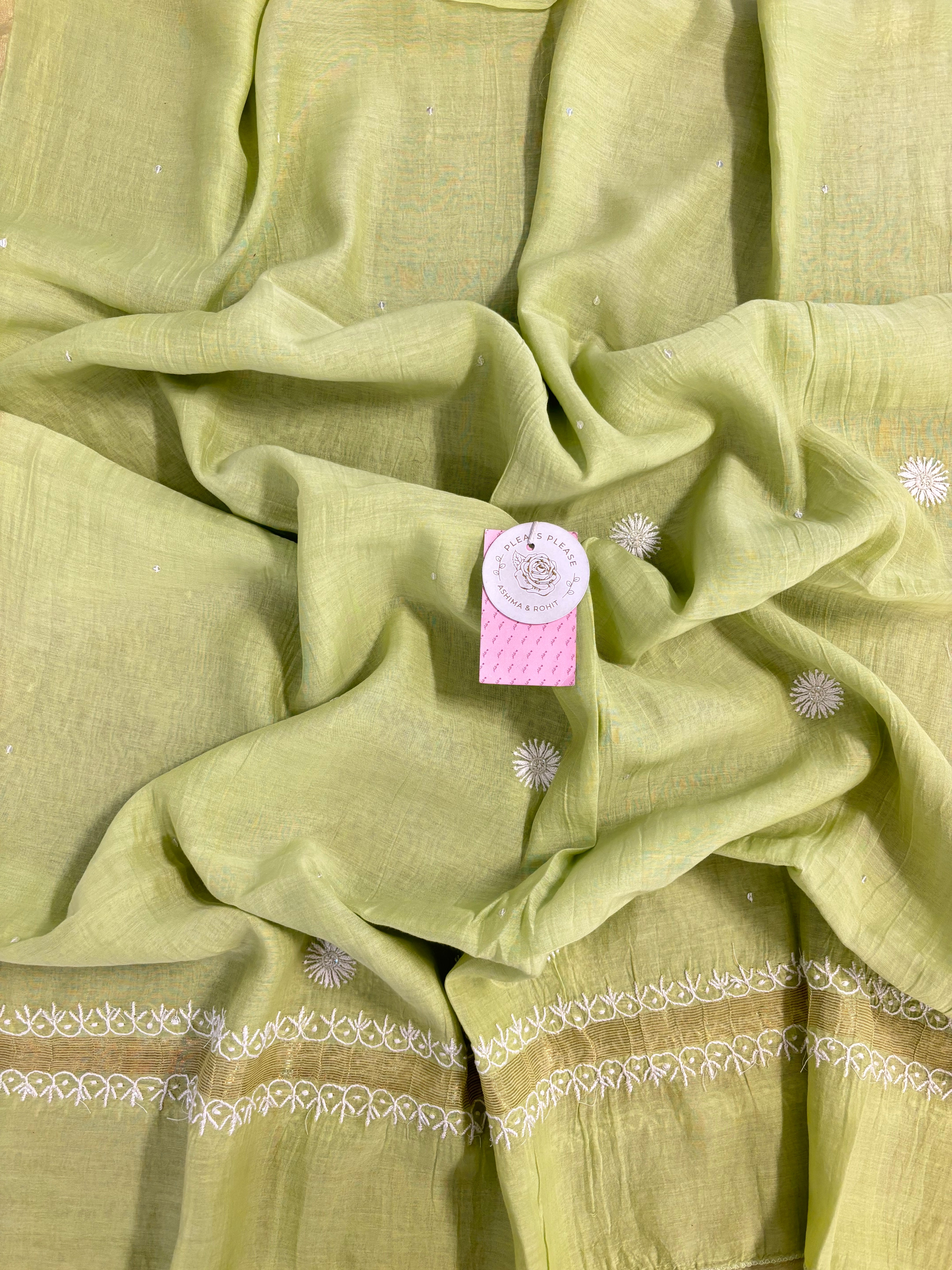 Chanderi Mul Chikankari A-line Kurta & Dupatta