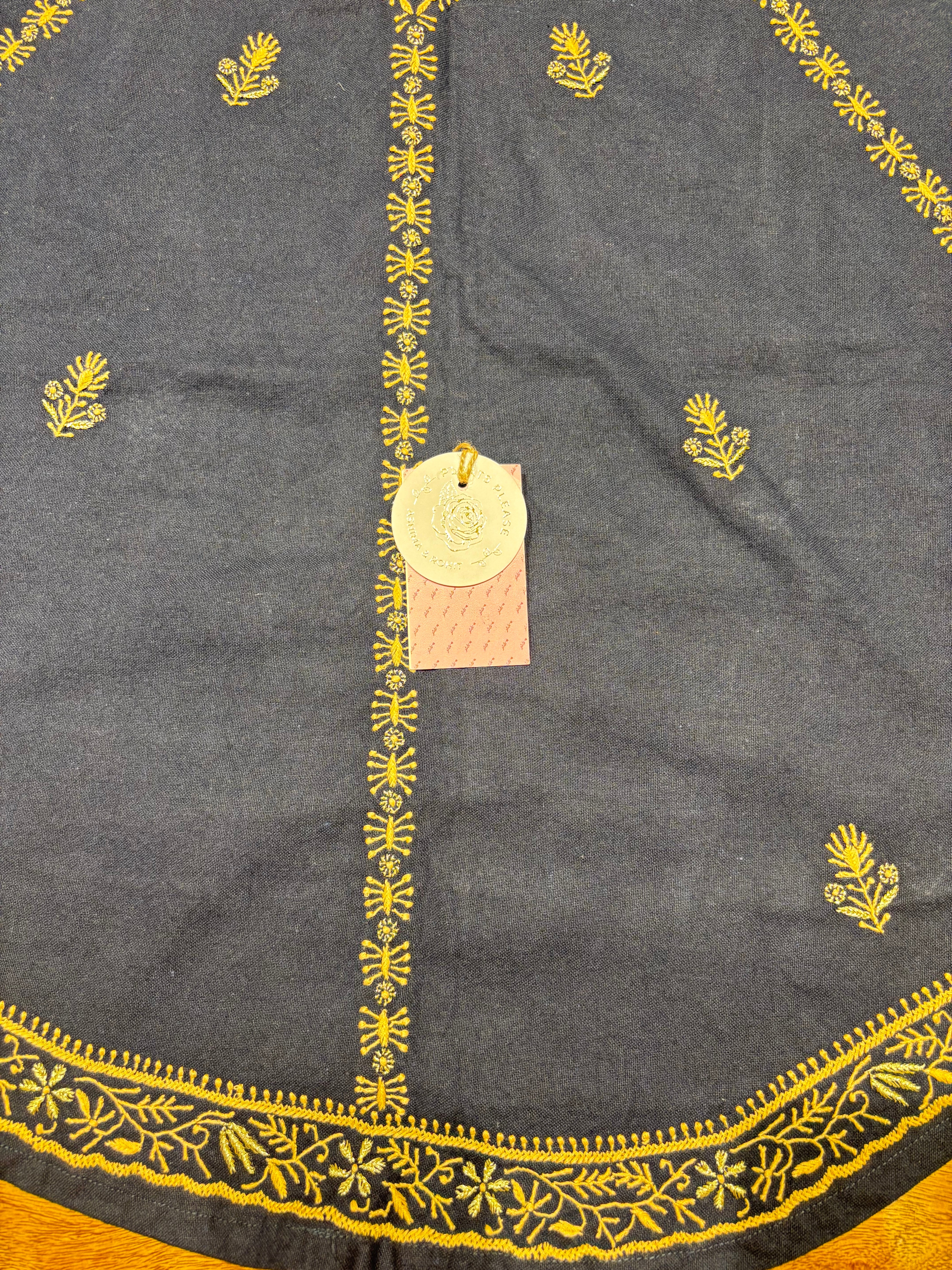 Royal Blue Linen Cotton Chikankari Table Runner