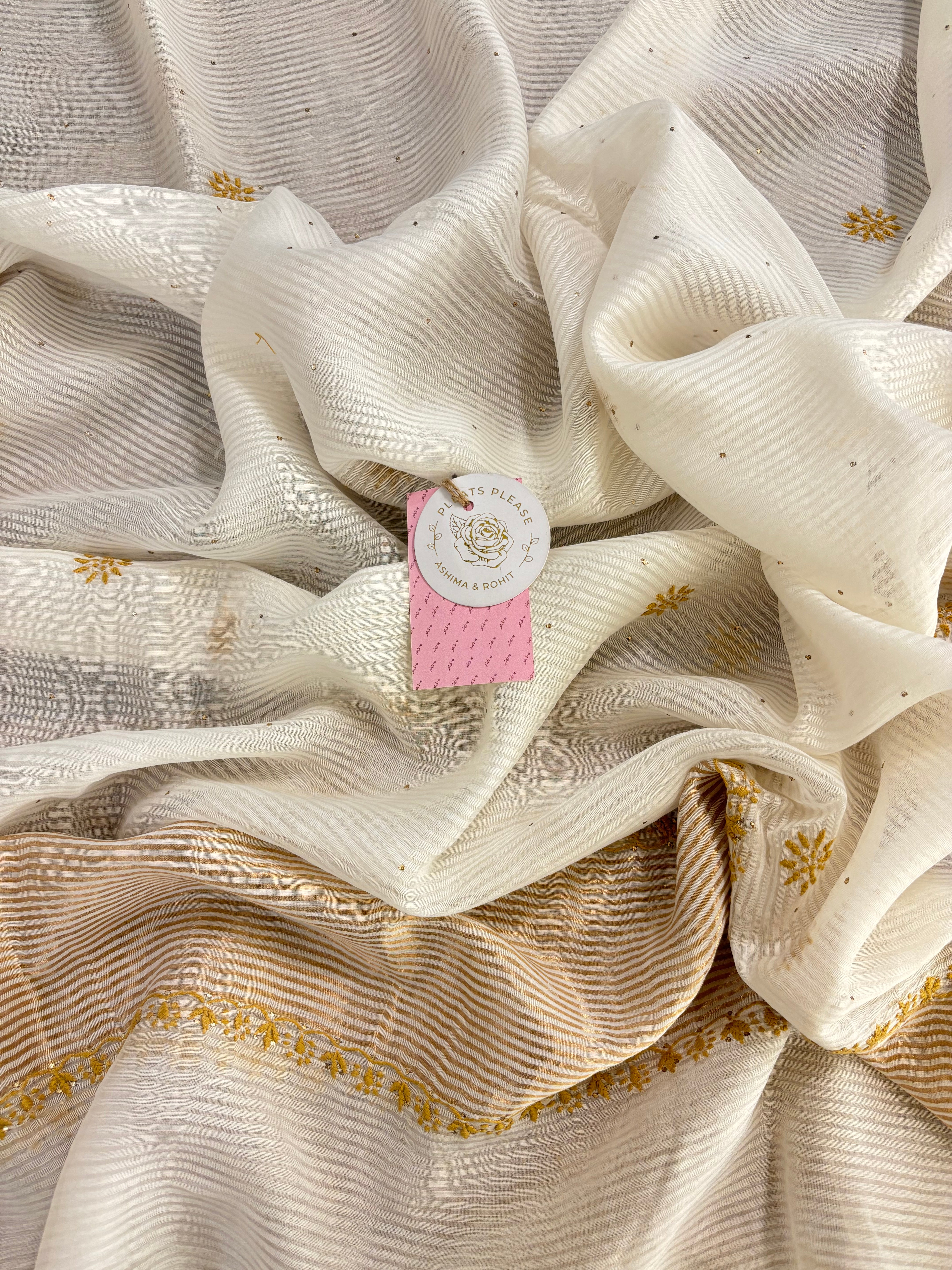 Dyeable Chanderi Chikankari Mukaish Anarkali & Dupatta Set