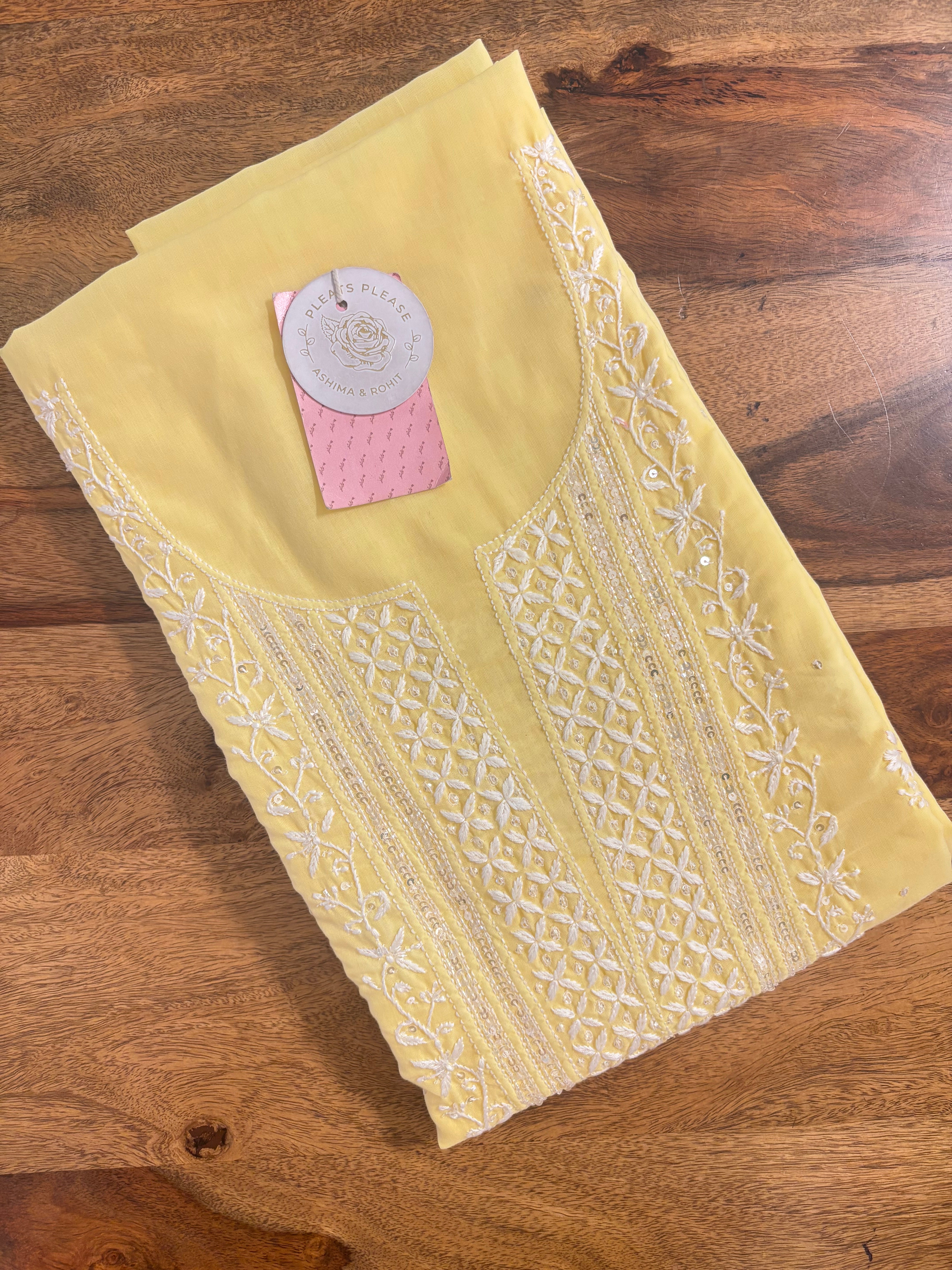 Butter Yellow Mulmul Chikankari Kurta