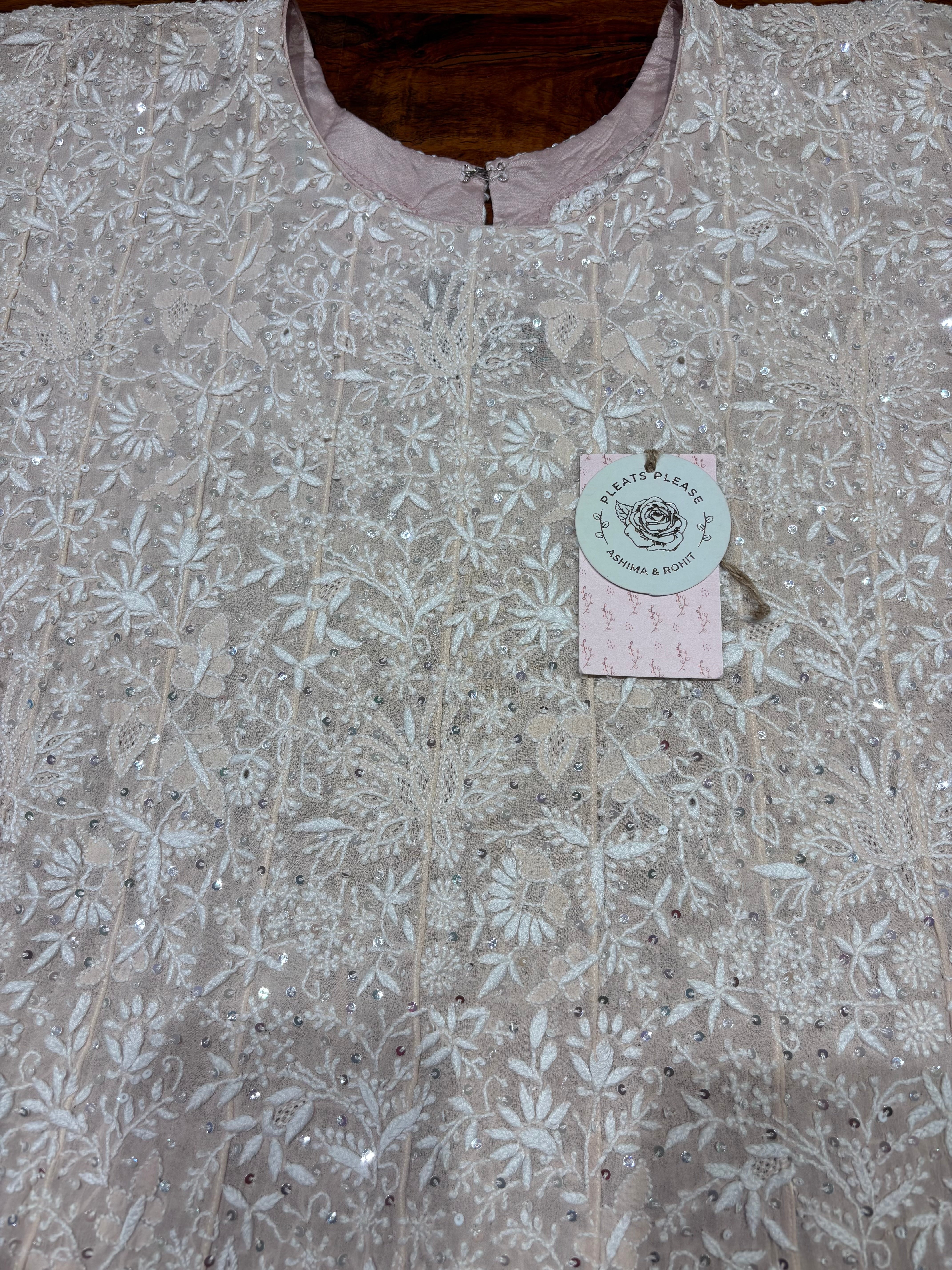 Apricot Pink Pure & Premium Georgette Anarkali & Dupatta Set