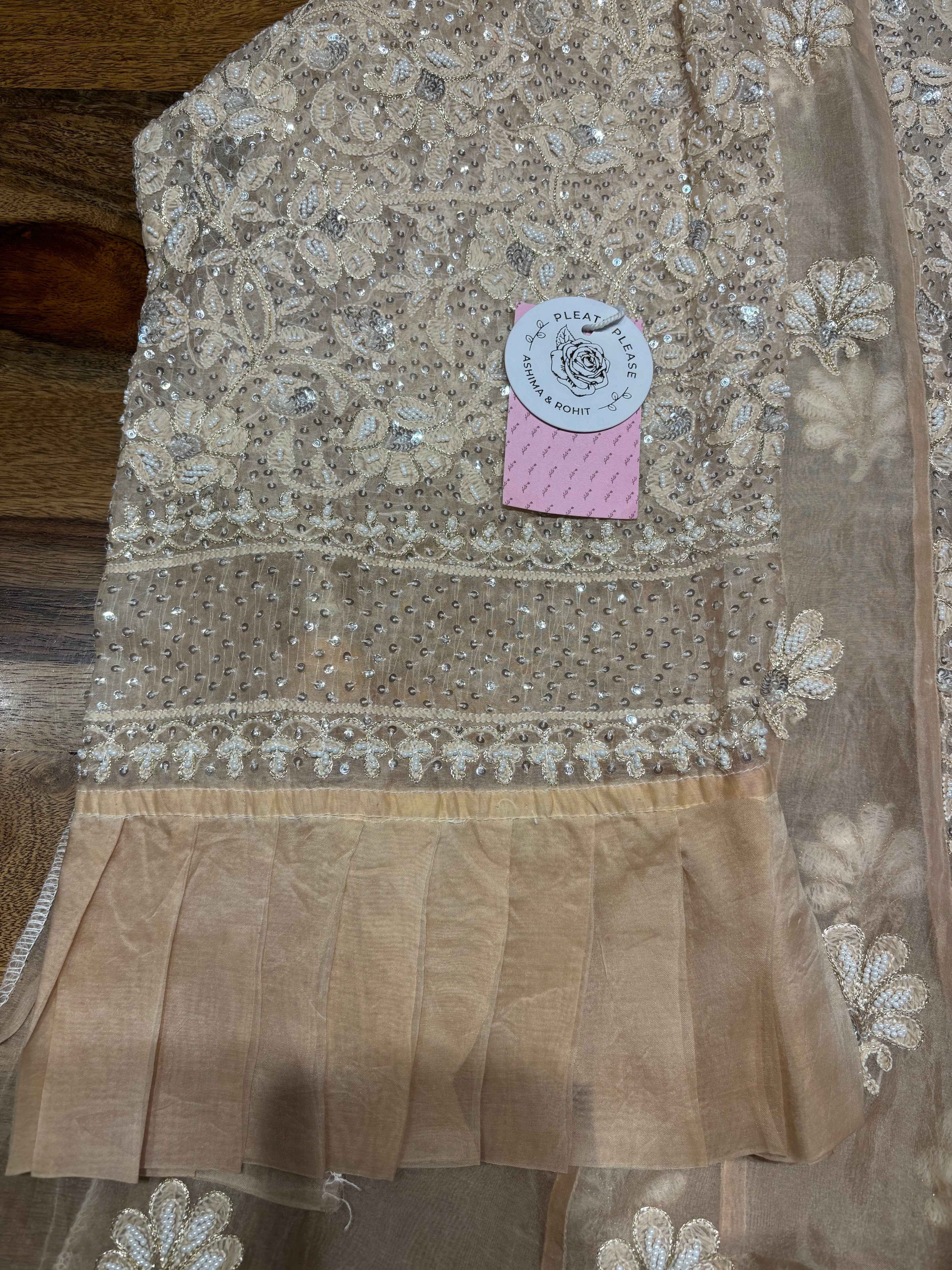 Brown Ombre Pure & Premium Organza Silk Chikankari Anarkali & Dupatta - Pleats PleaseChikankari