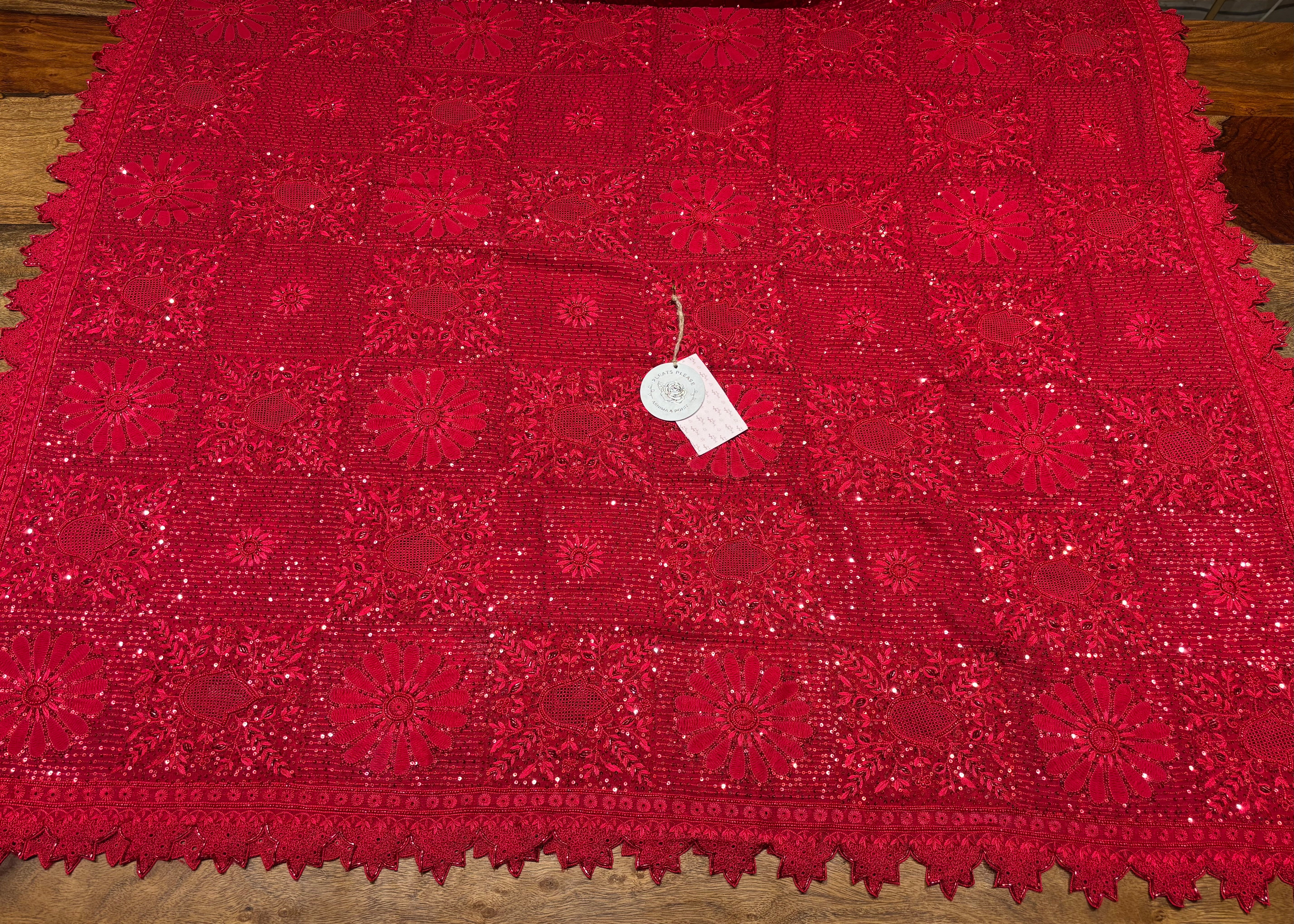 Red Pure & Premium Georgette Chikankari Kurta & Dupatta Set