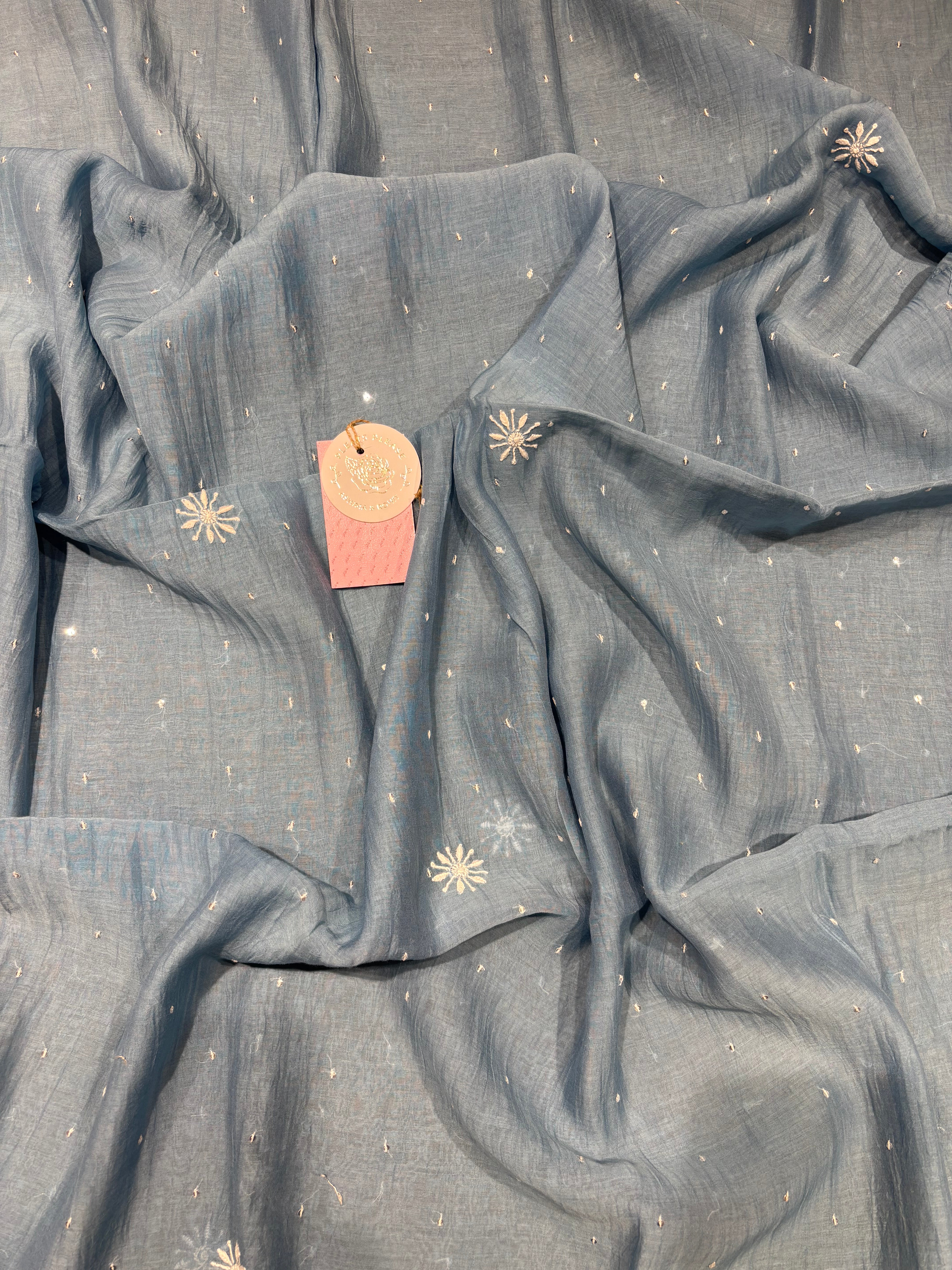 Teapot Blue Chanderi Mul Chikankari Kurta & Dupatta Set