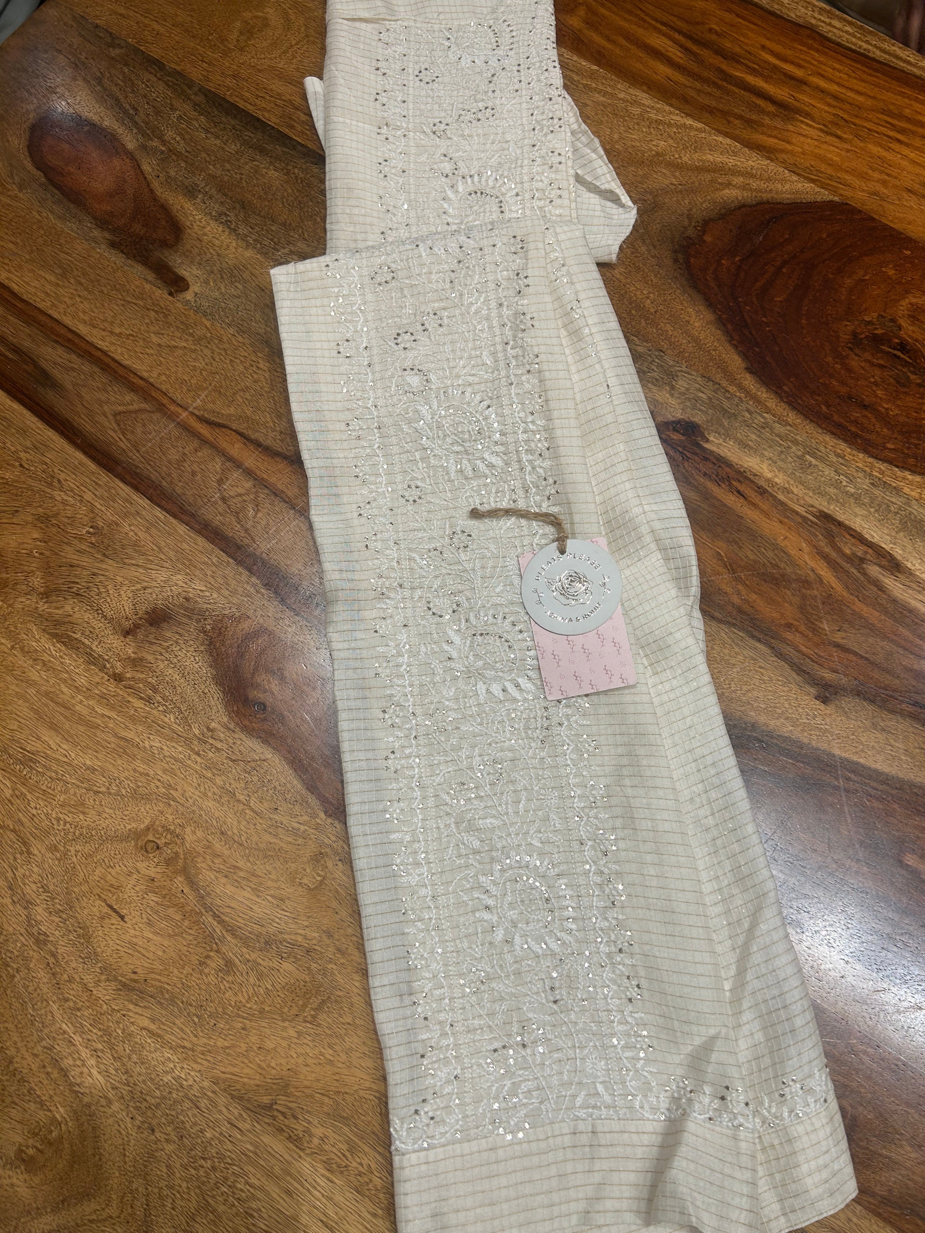 Dyeable Chanderi Silk Chikankari Co-ord set