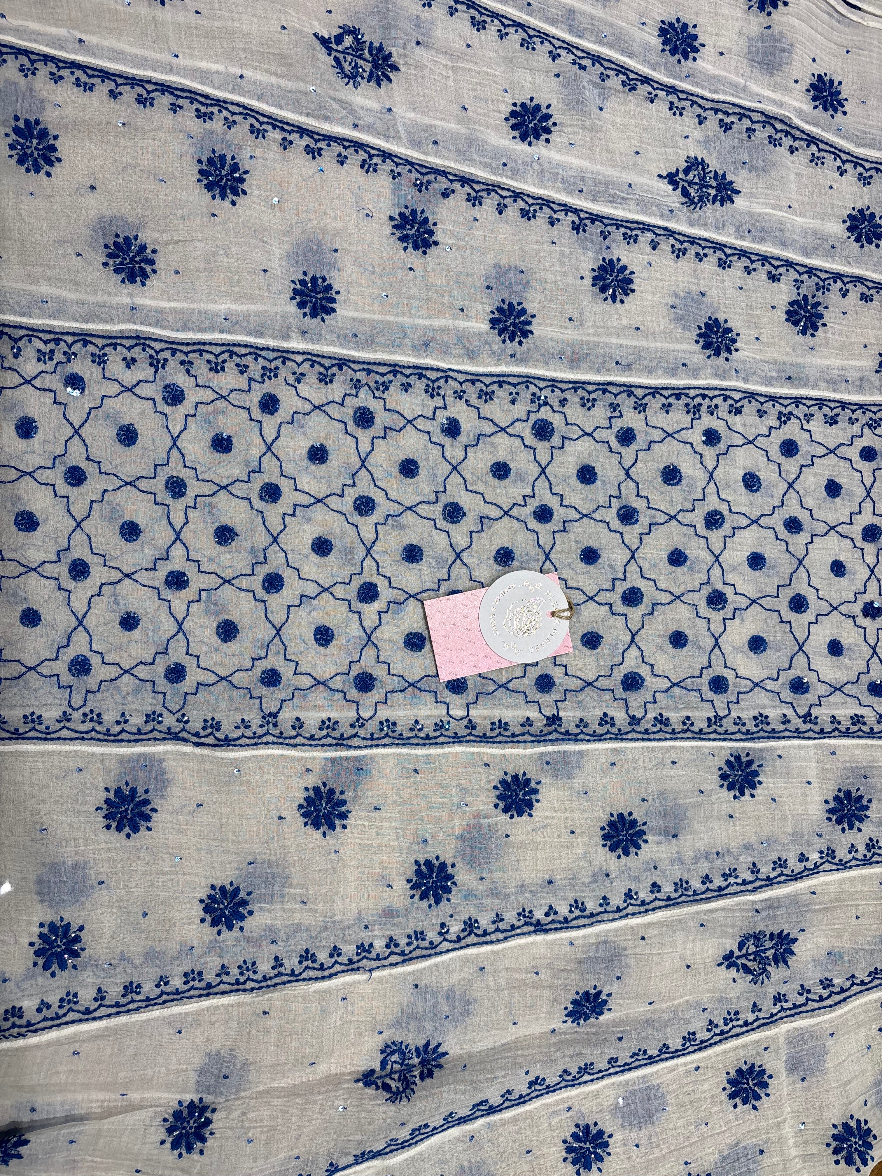 Dyeable Chanderi Mul Chikankari Anarkali & Dupatta Set