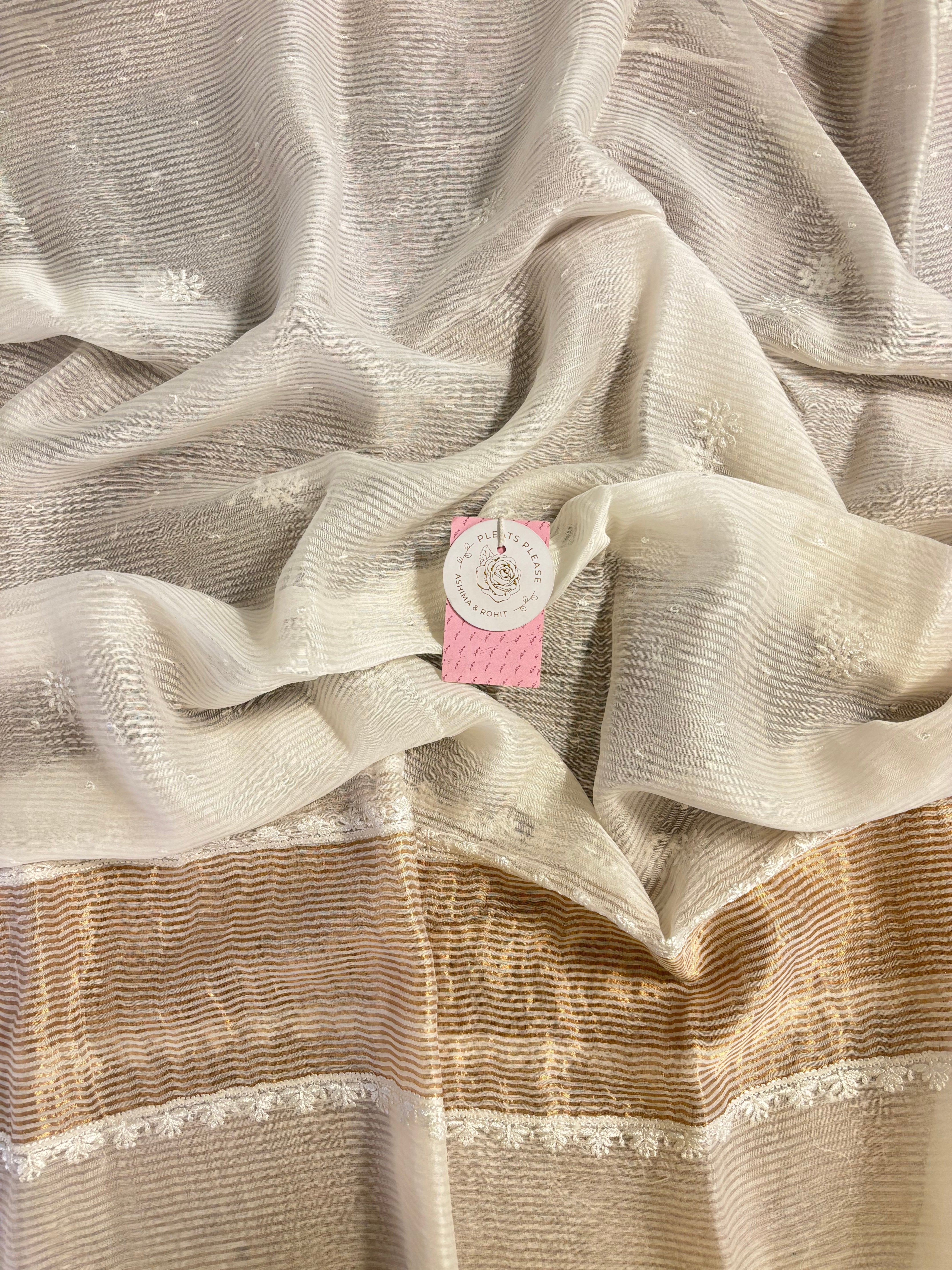 Dyeable Chanderi Silk Chikankari A-Line Anarkali & Dupatta Set