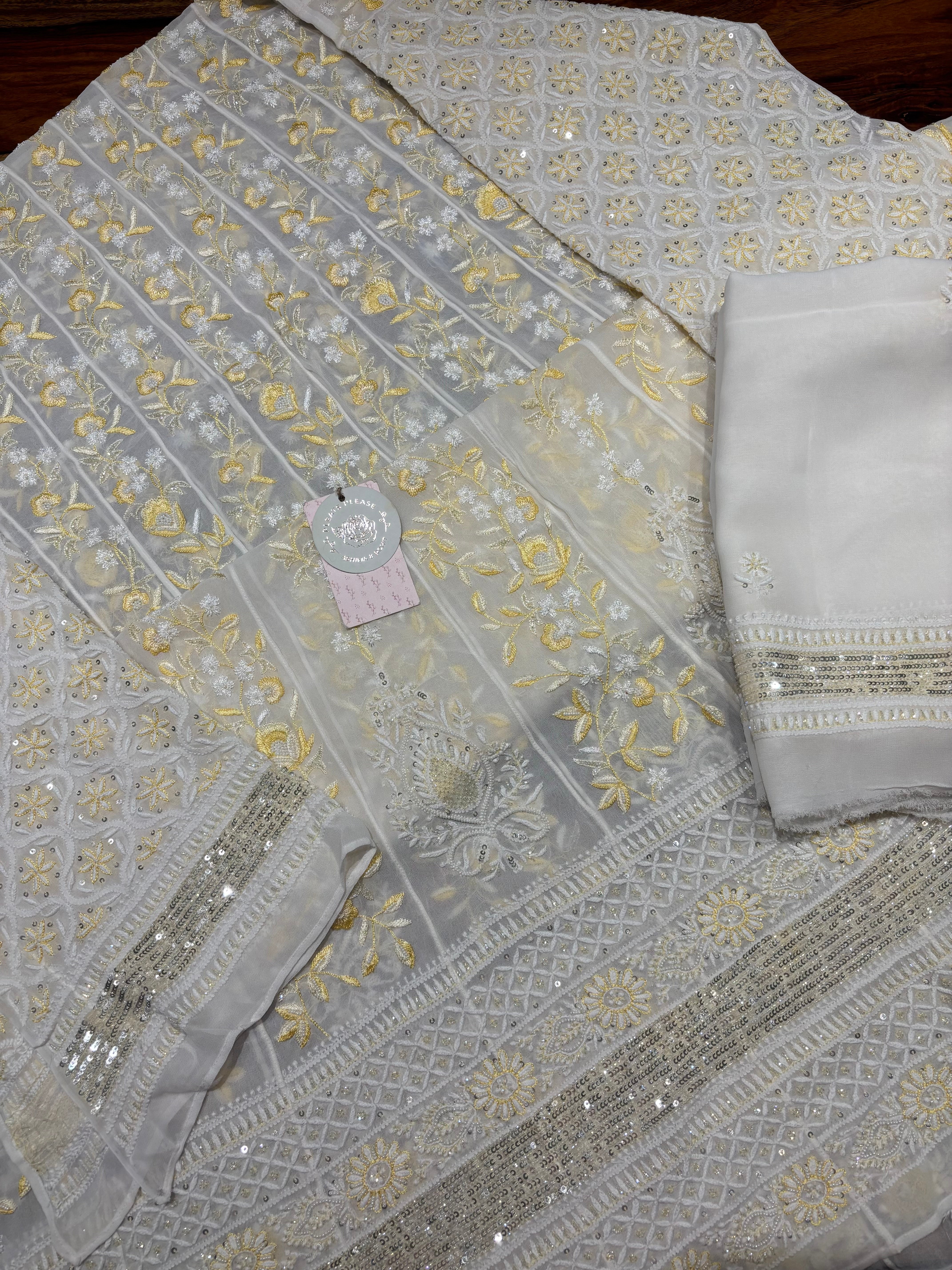 Dyeable Pure & Premium Georgette Chikankari Anarkali & Dupatta Set