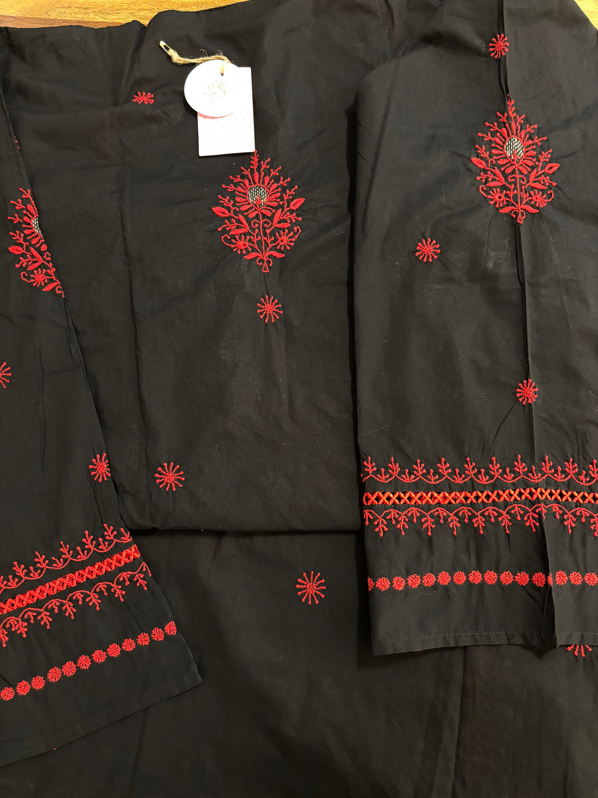 Black Cotton Chikankari Women Kurta