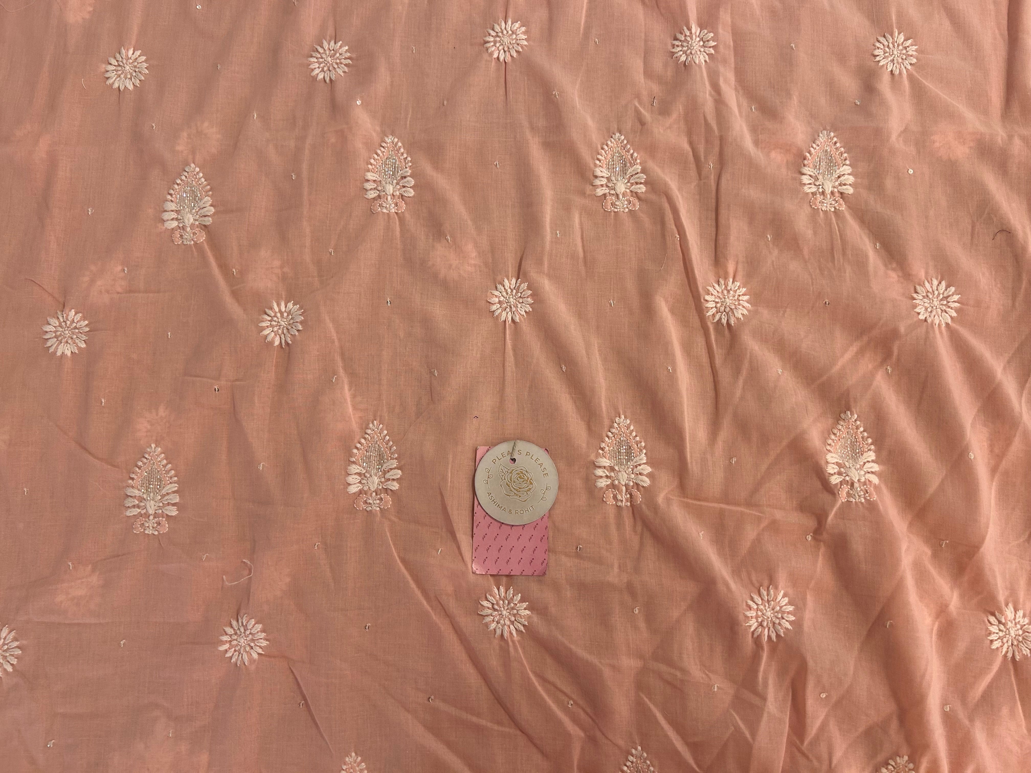 Peach Mulmul Chikankari Kurta