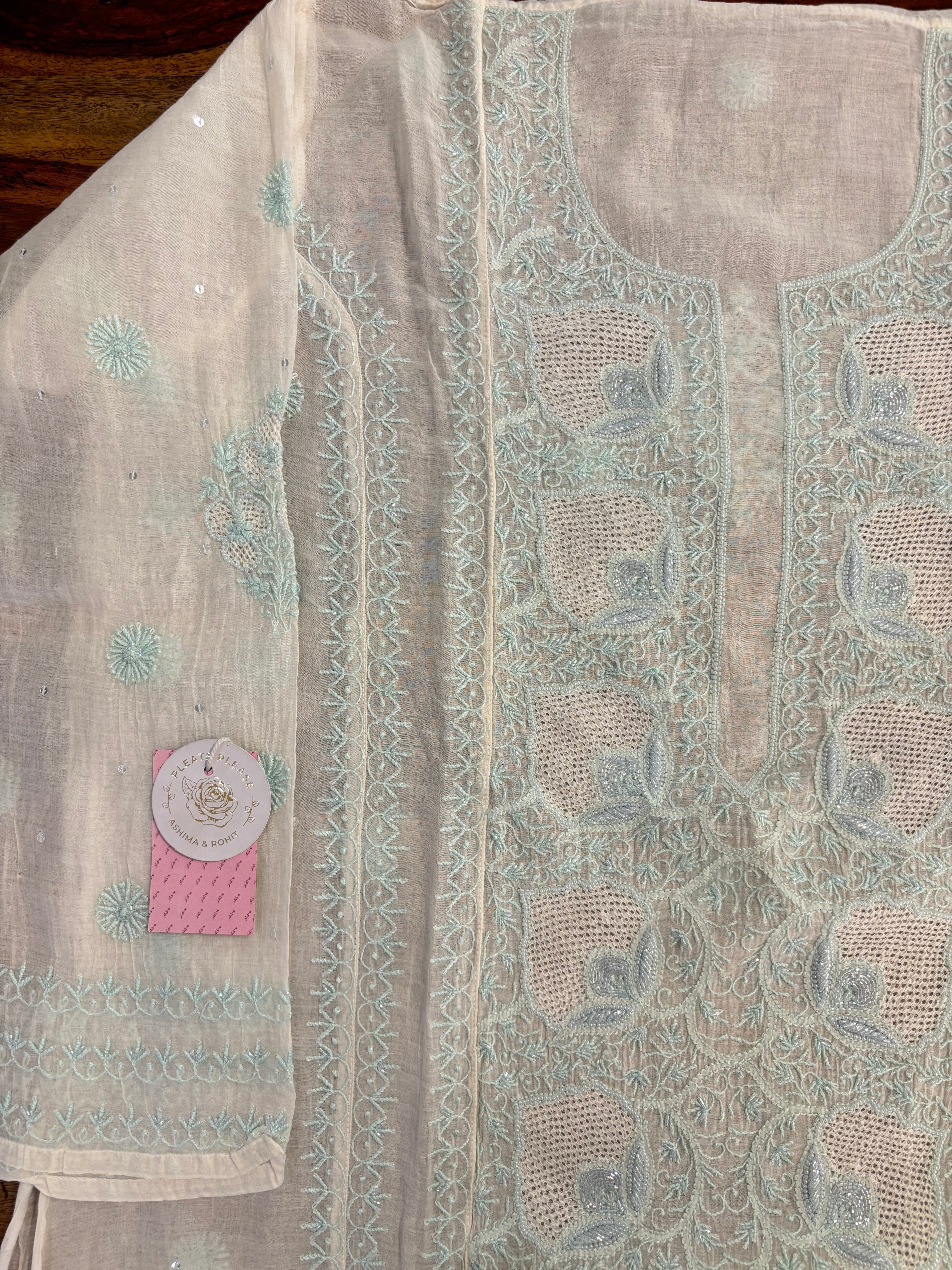 Dyeable Chanderi Chikankari Jaal Kurta & Dupatta