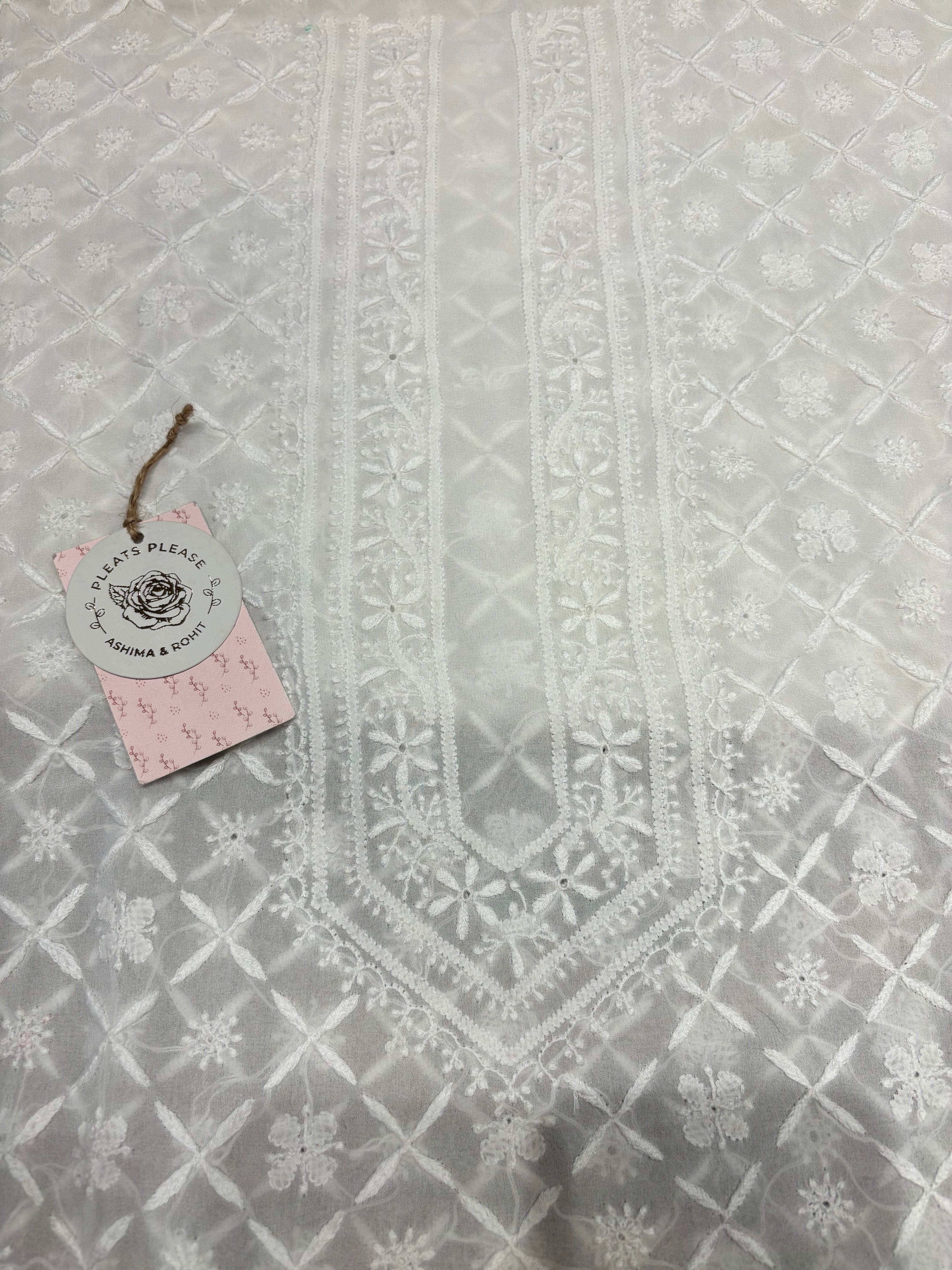 Dyeable Pure And Premium Georgette Chikankari Men’s Kurta