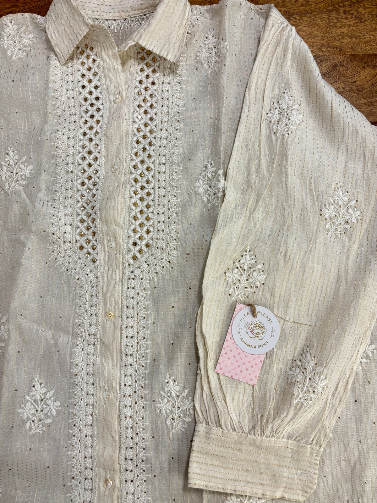 Dyeable Chanderi Silk Chikankari Mukaish Co-Ord Set
