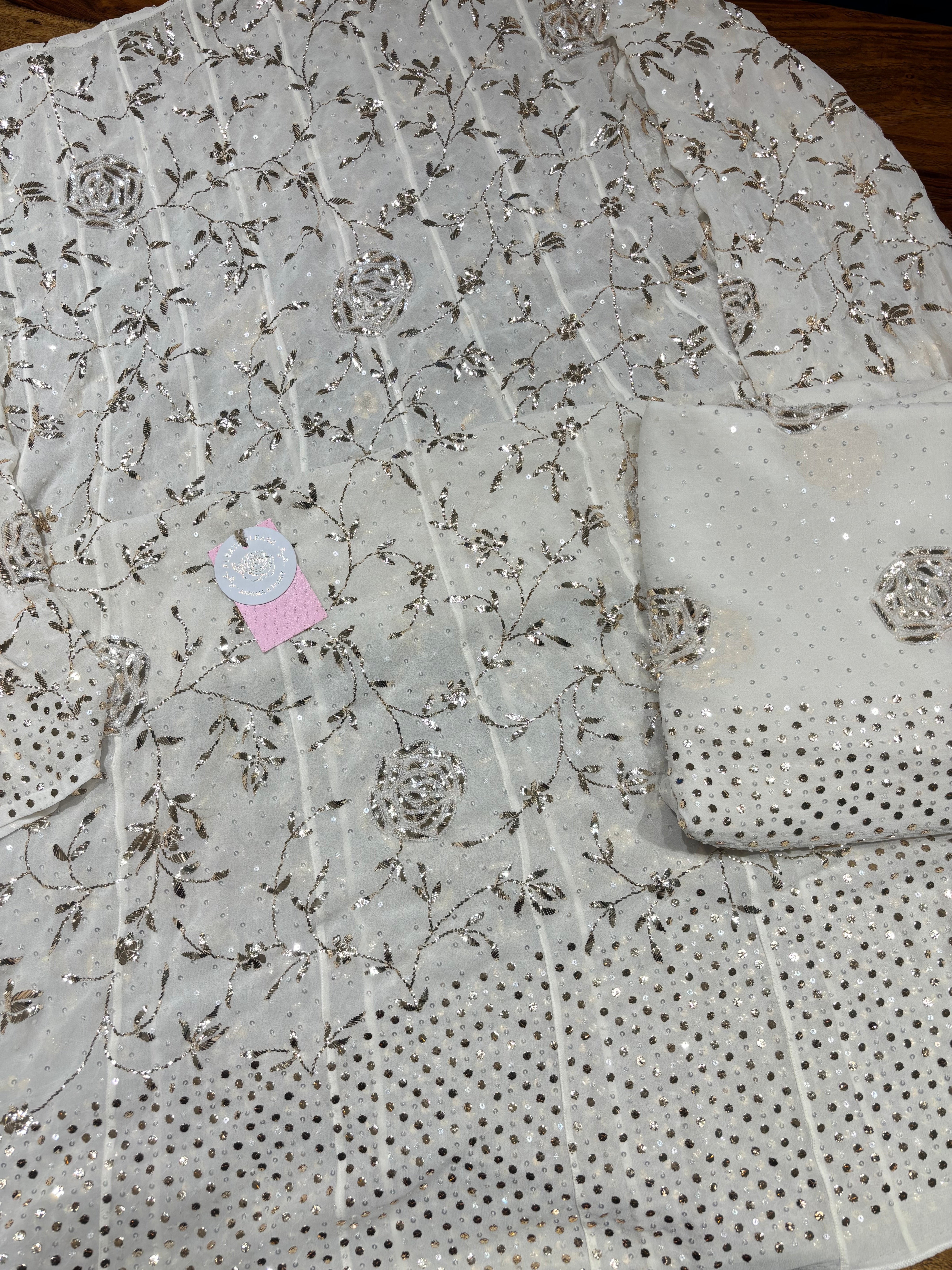 Dyeable Pure & Premium Georgette Mukaish Anarkali & Dupatta Set