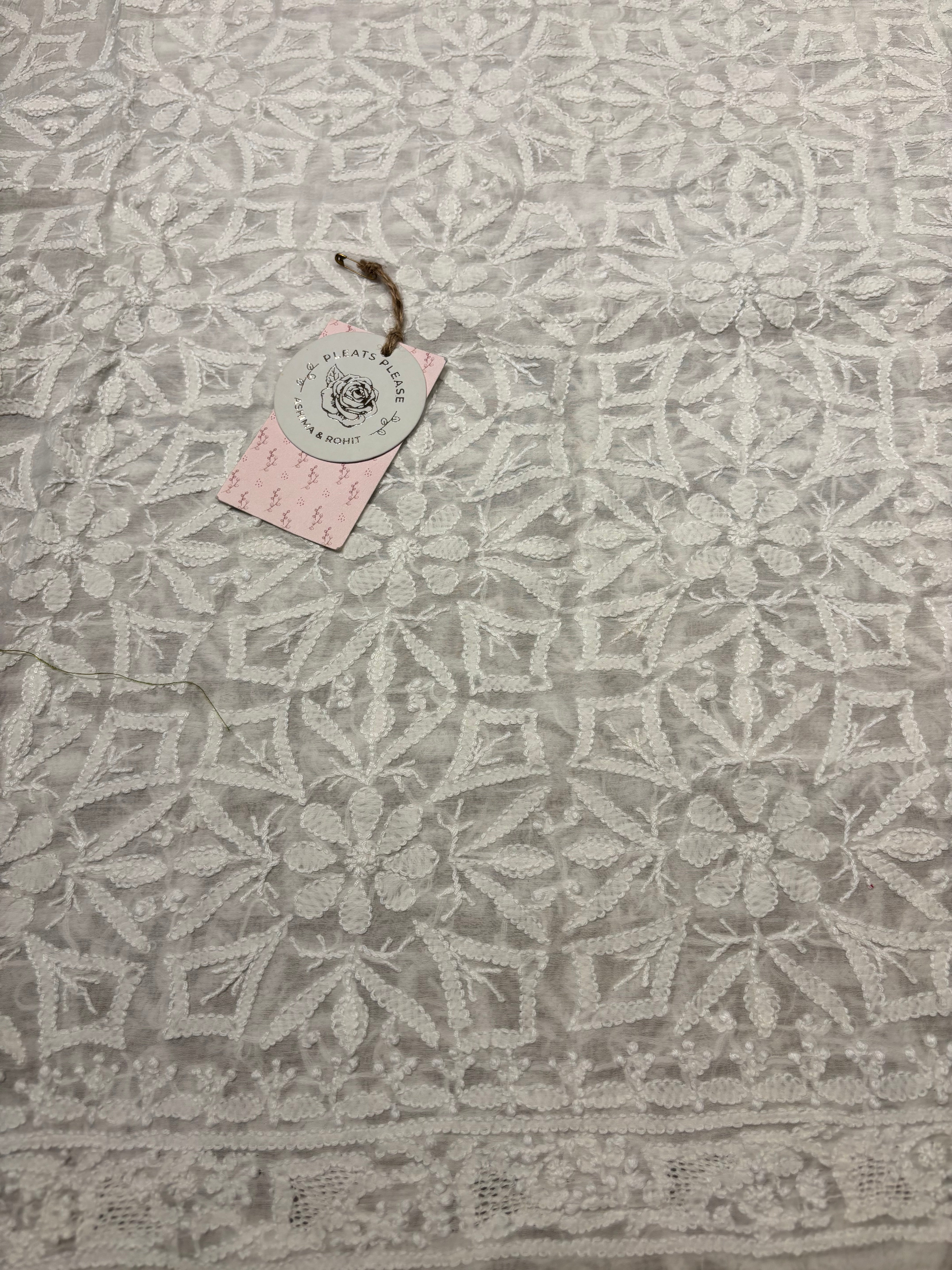Dyeable Chanderi Mul Chikankari Men’s Kurta Fabric