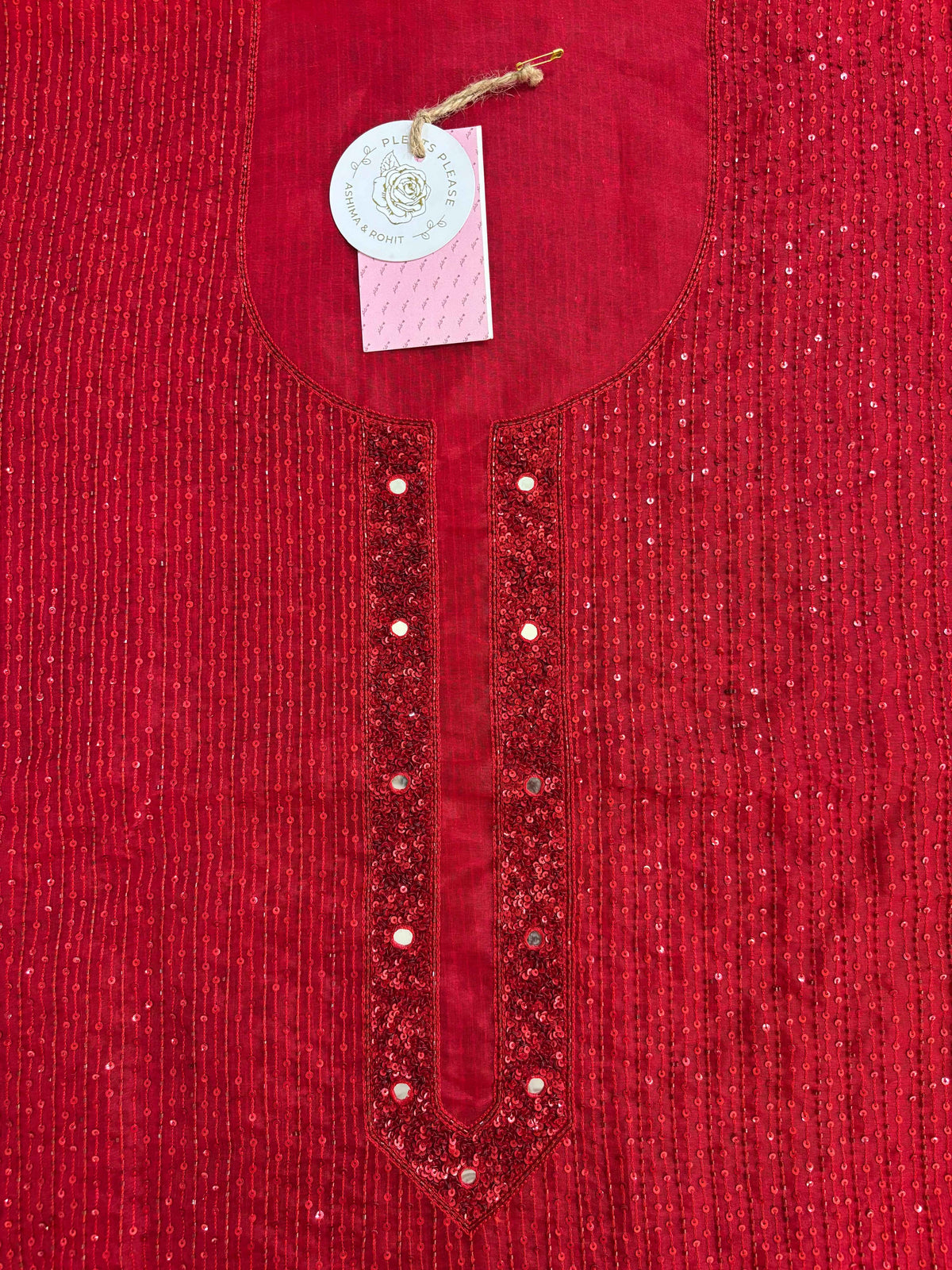 Red Pure & Premium Organza Chikankari Kurta & Dupatta