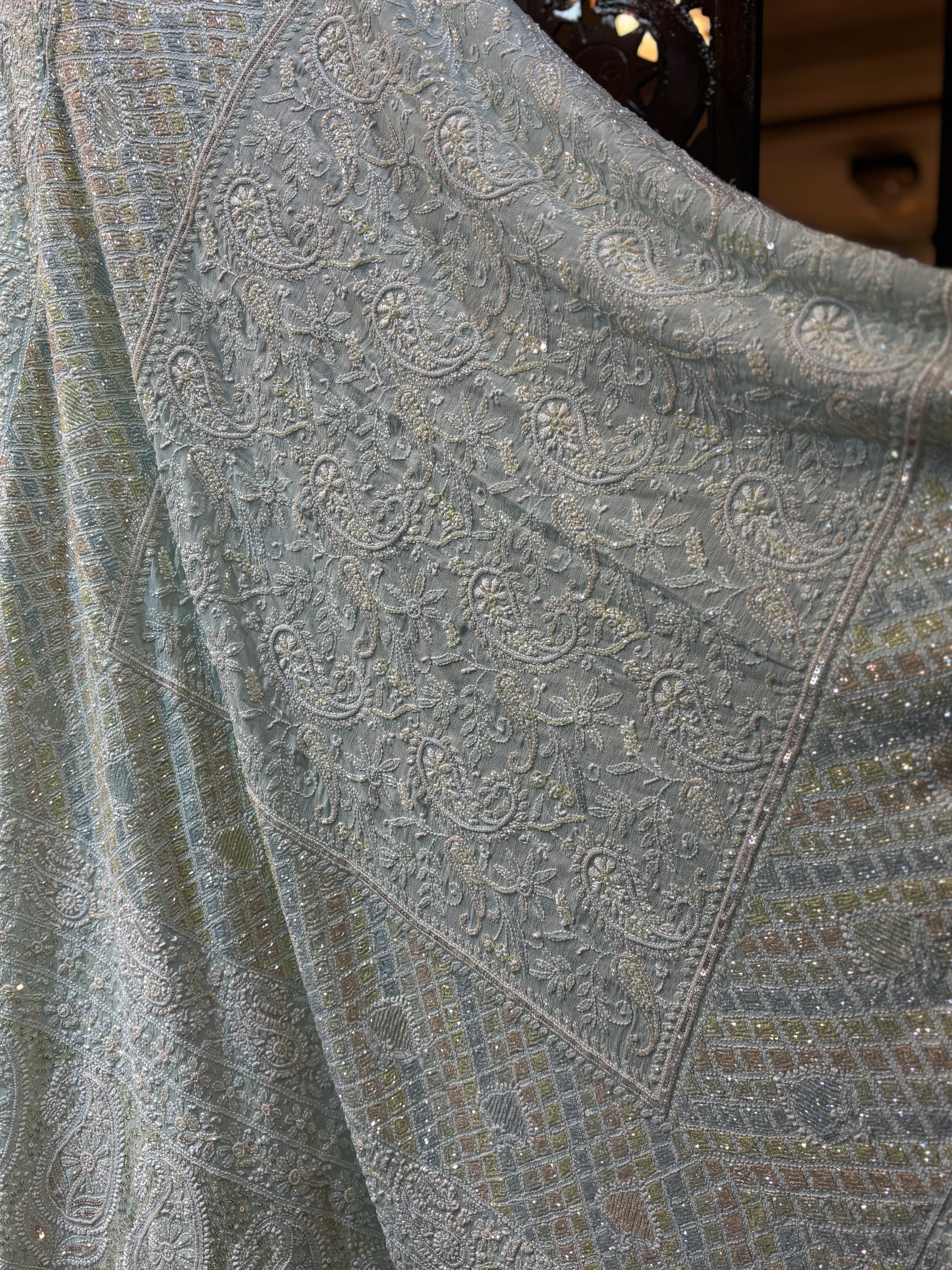 Sea Foam Pure & Premium Georgette Chikankari Lehenga & Dupatta Set