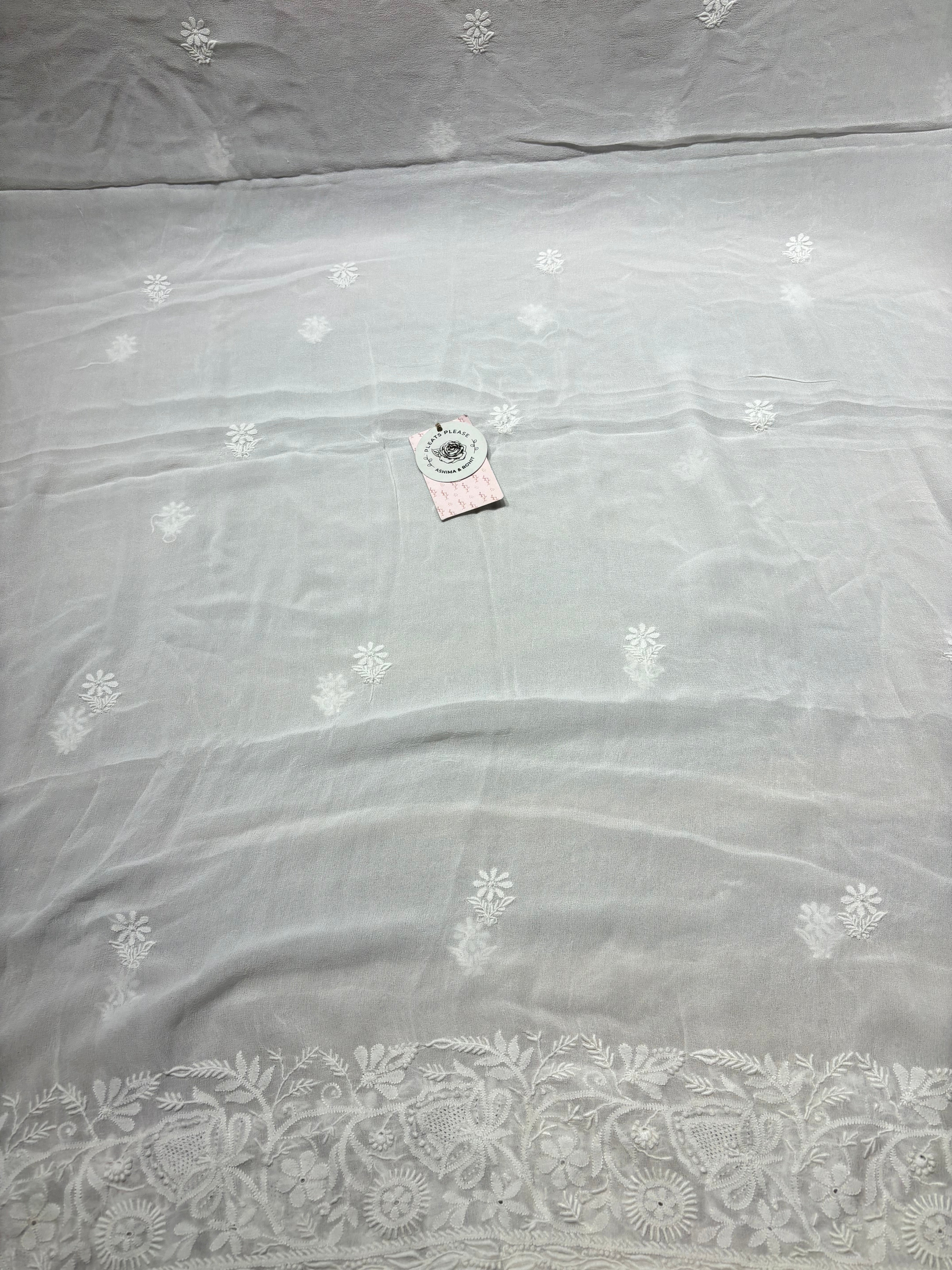 Dyeable Pure & Premium Georgette Chikankari Kurta & Dupatta Fabric