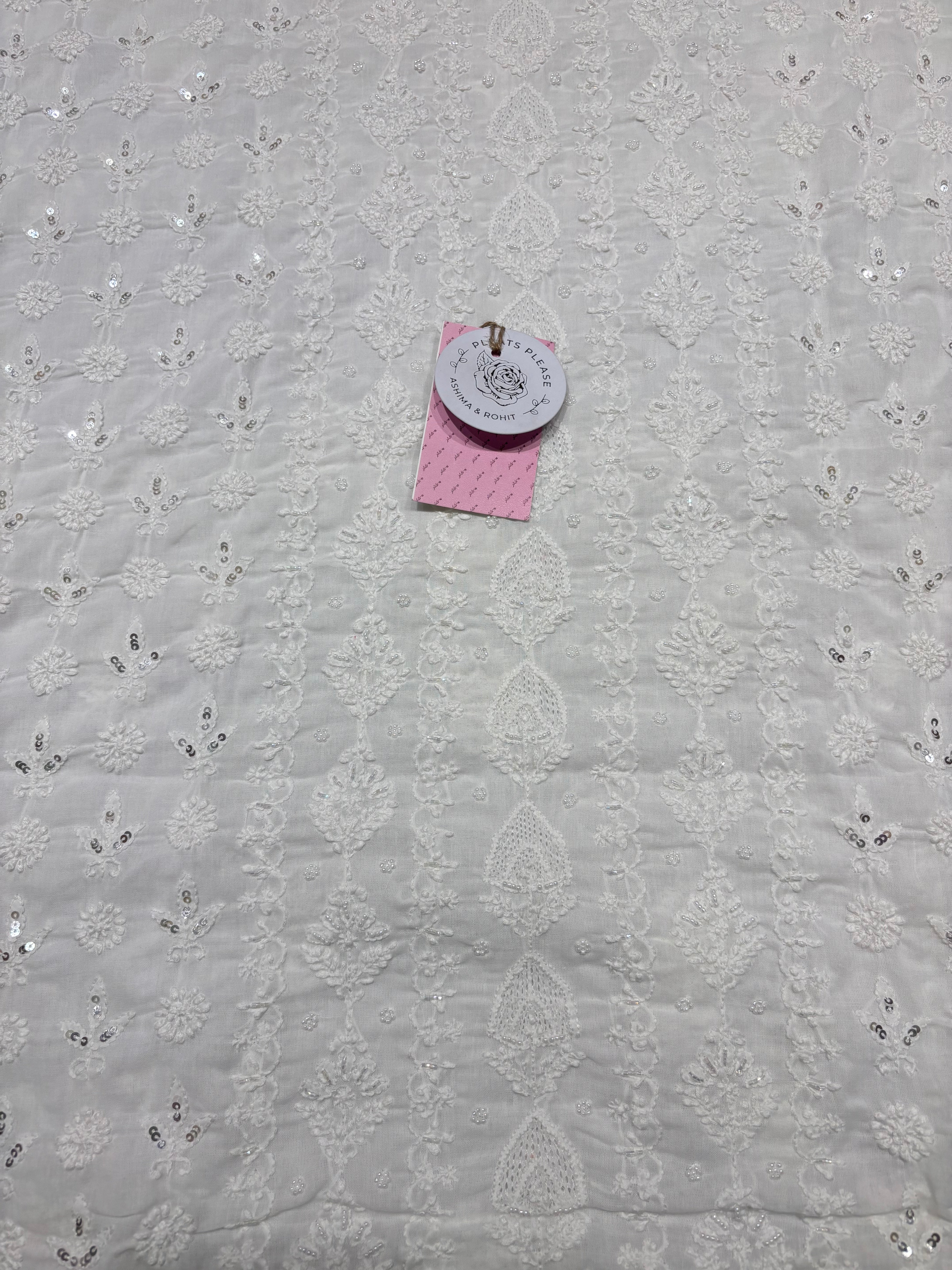 Dyeable Mulmul Chikankari Kurta, Dupatta & Bottom Fabric