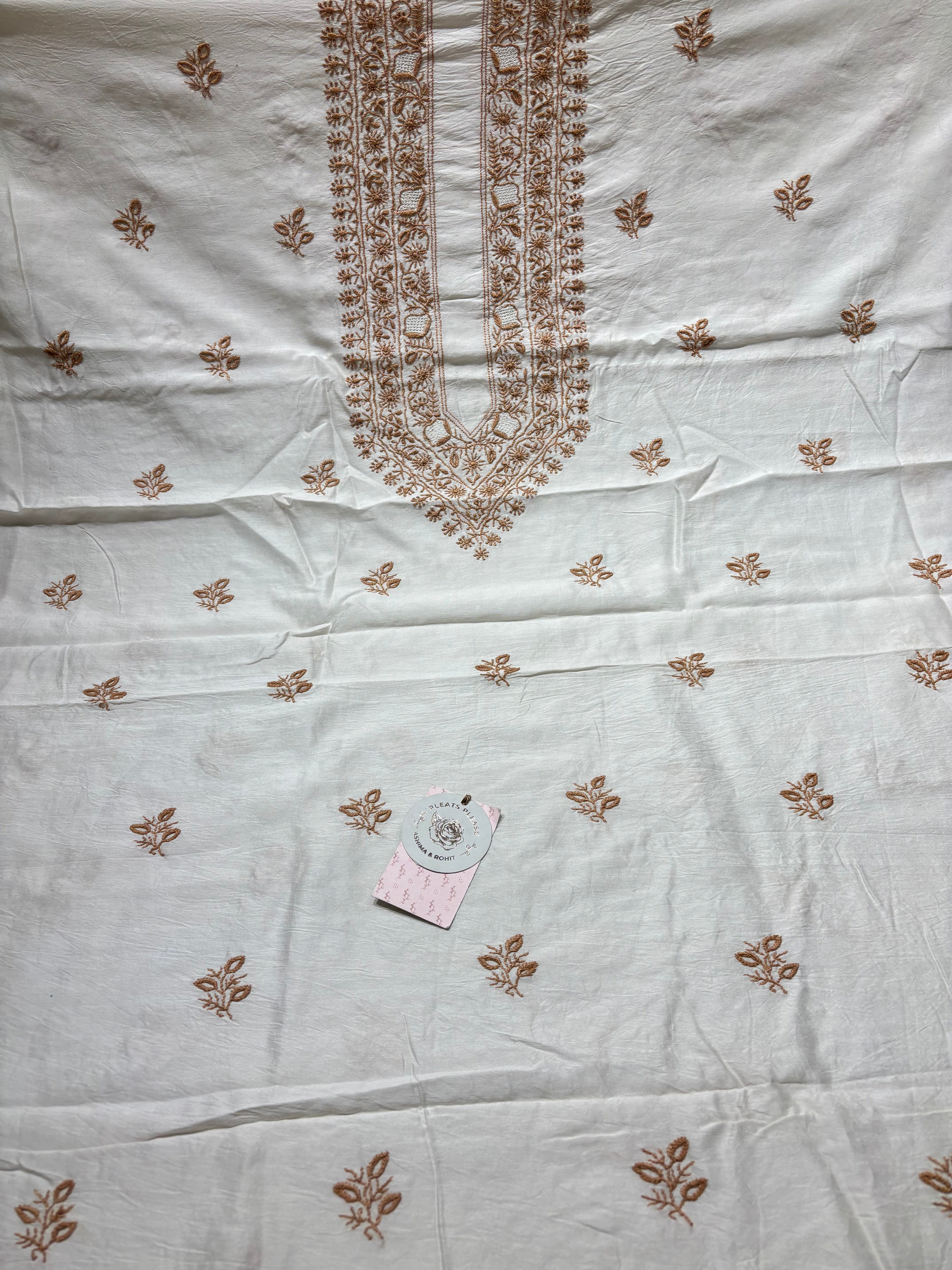 Dyeable Chanderi Silk Chikankari Men’s Kurta