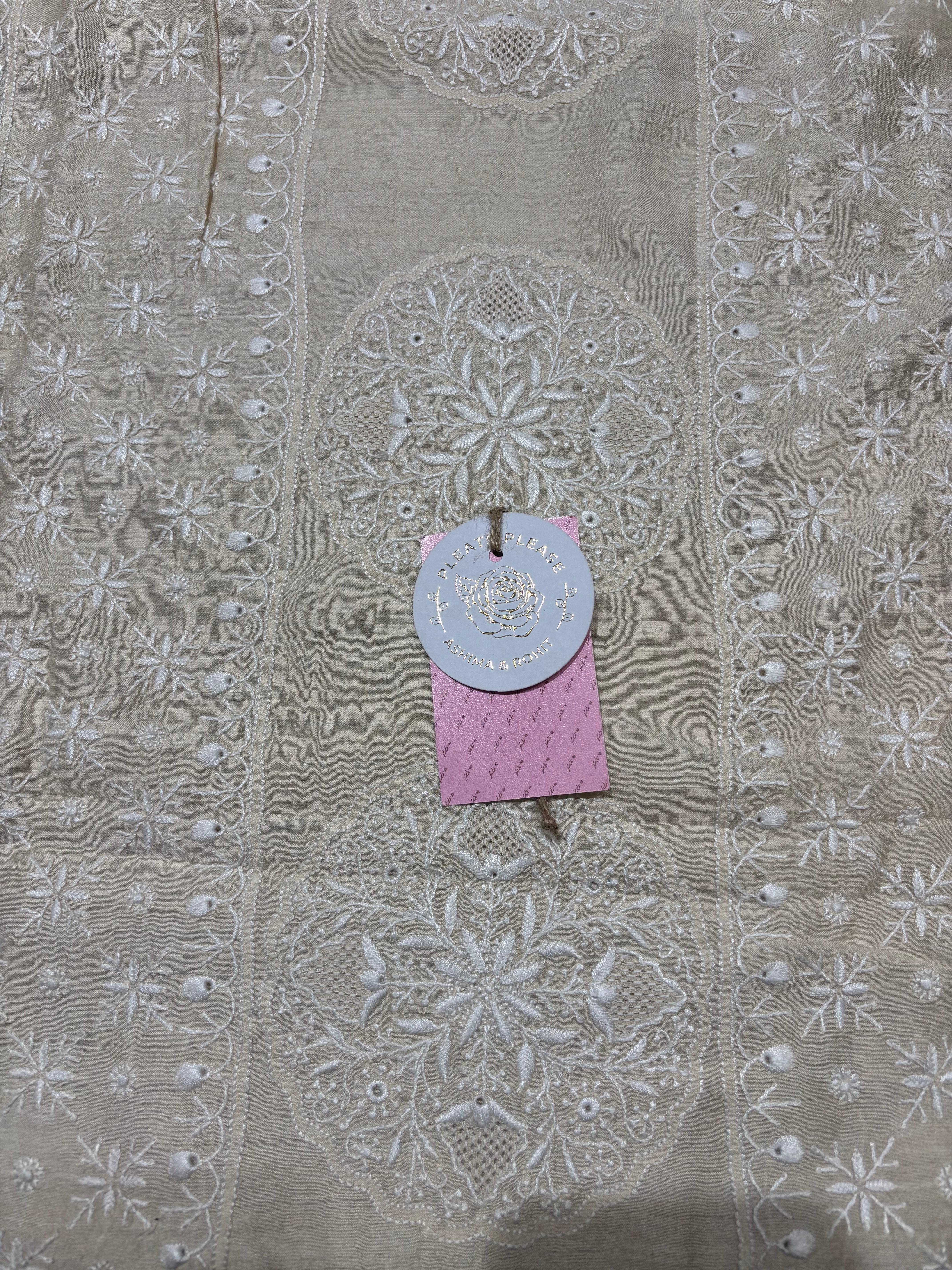 Dyeable Pure & Premium Monga Silk Chikankari Kurta & Dupatta Set