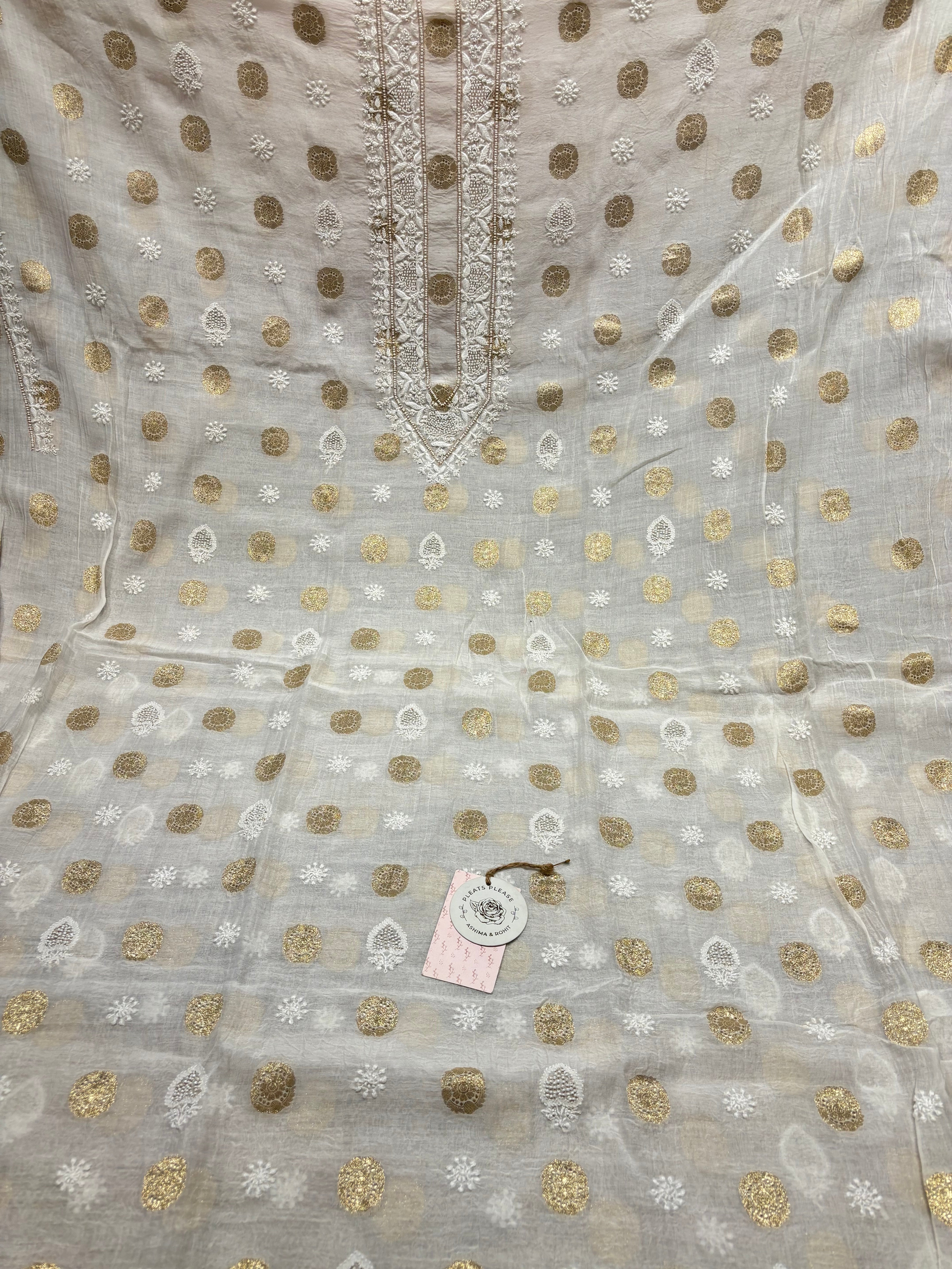 Dyeable Chanderi Mul Chikankari Men’s Kurta