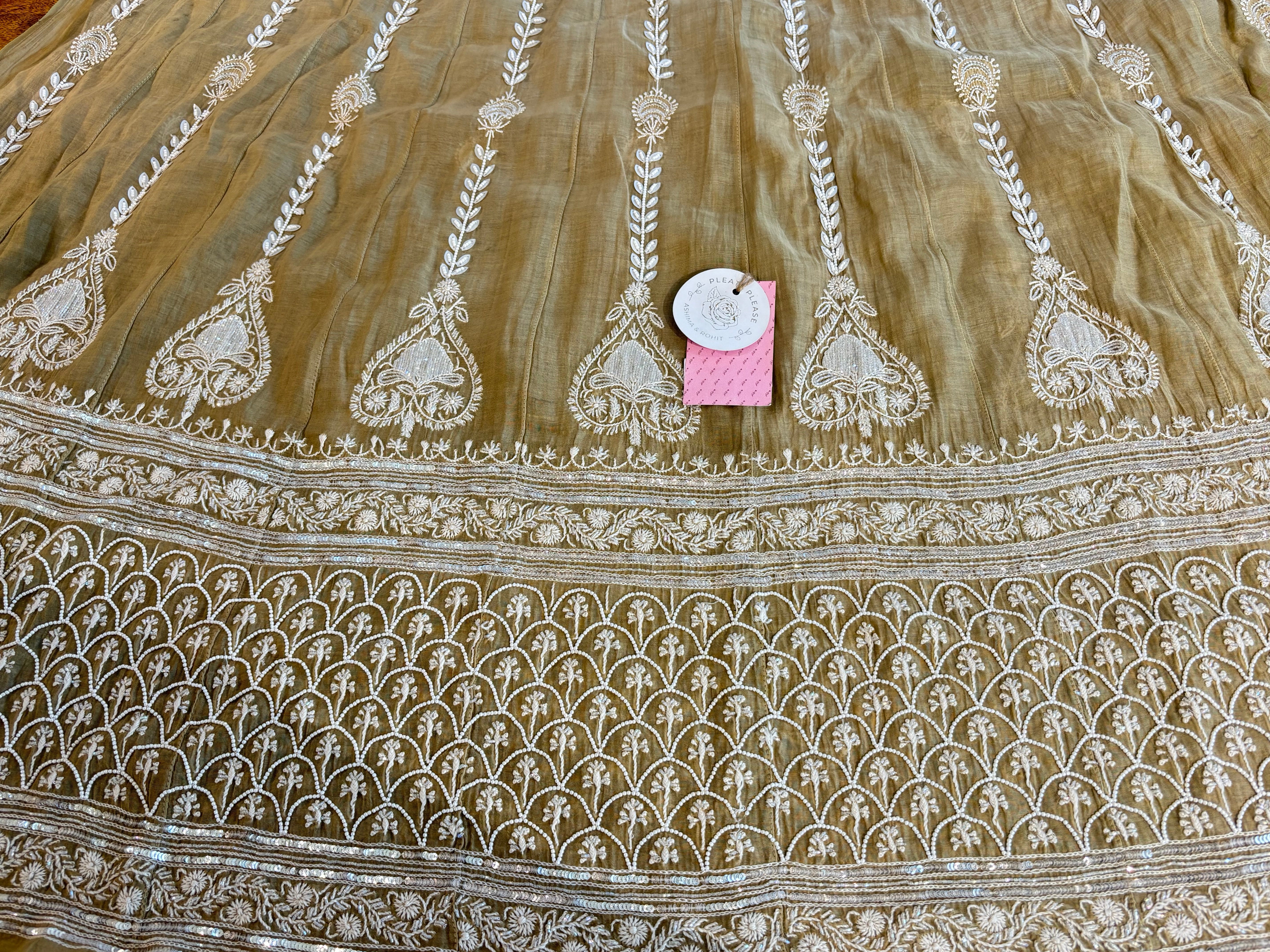 Earthy Brown Ombré Chanderi Chikankari Anarkali & Dupatta