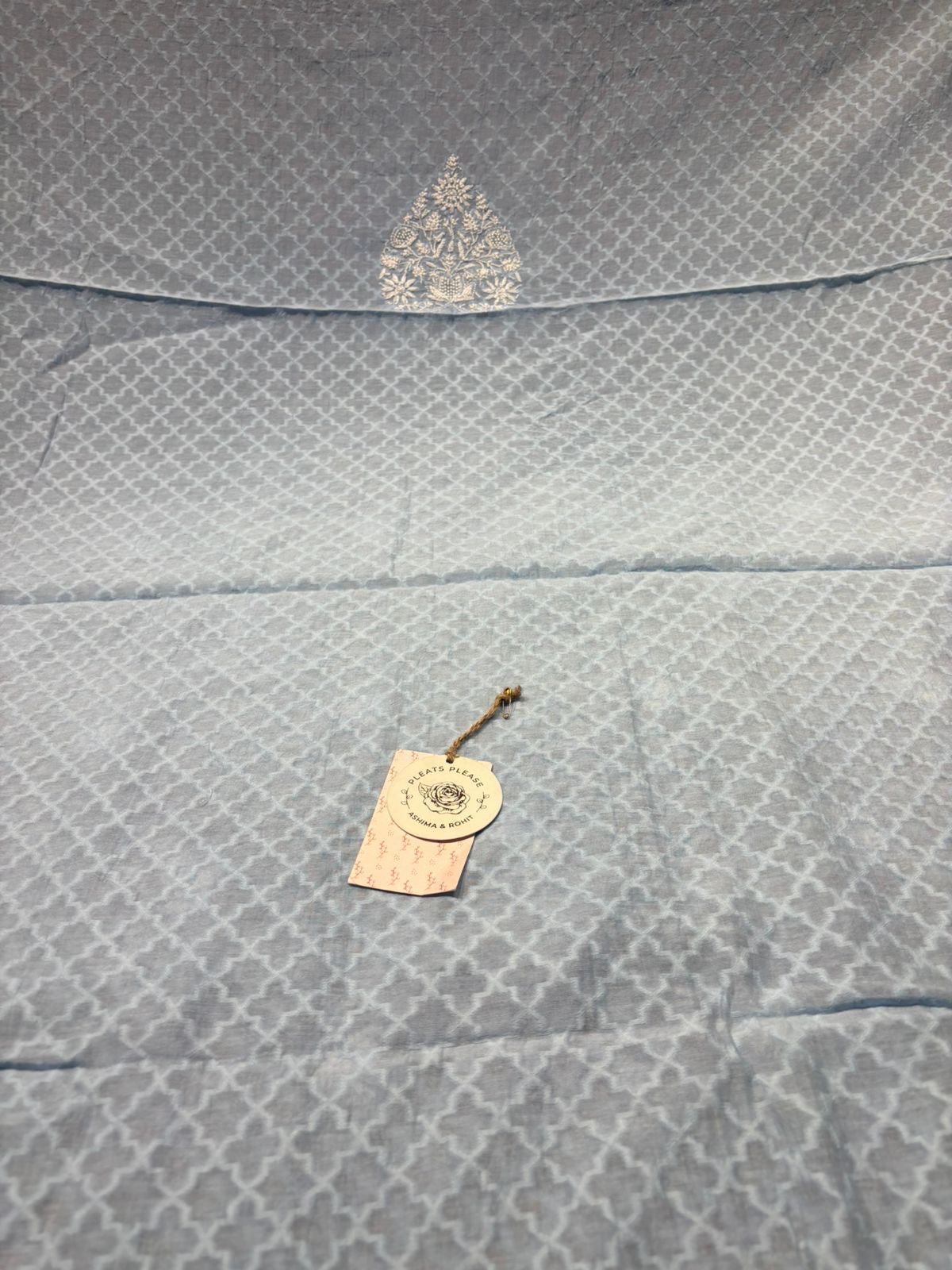 Powder Blue Chanderi Silk Chikankari Men’s Kurta Fabric