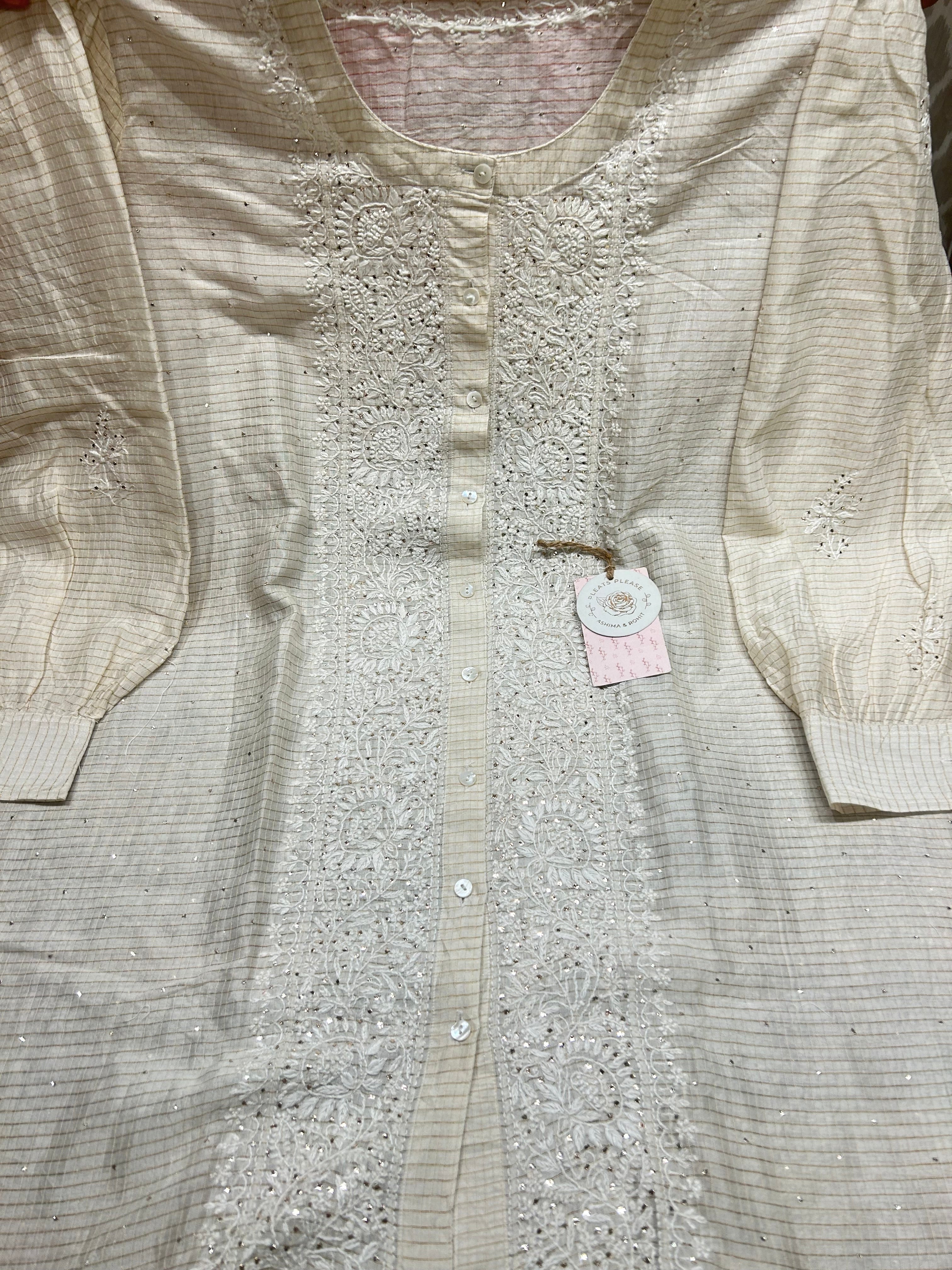 Dyeable Chanderi Silk Chikankari Co-ord set