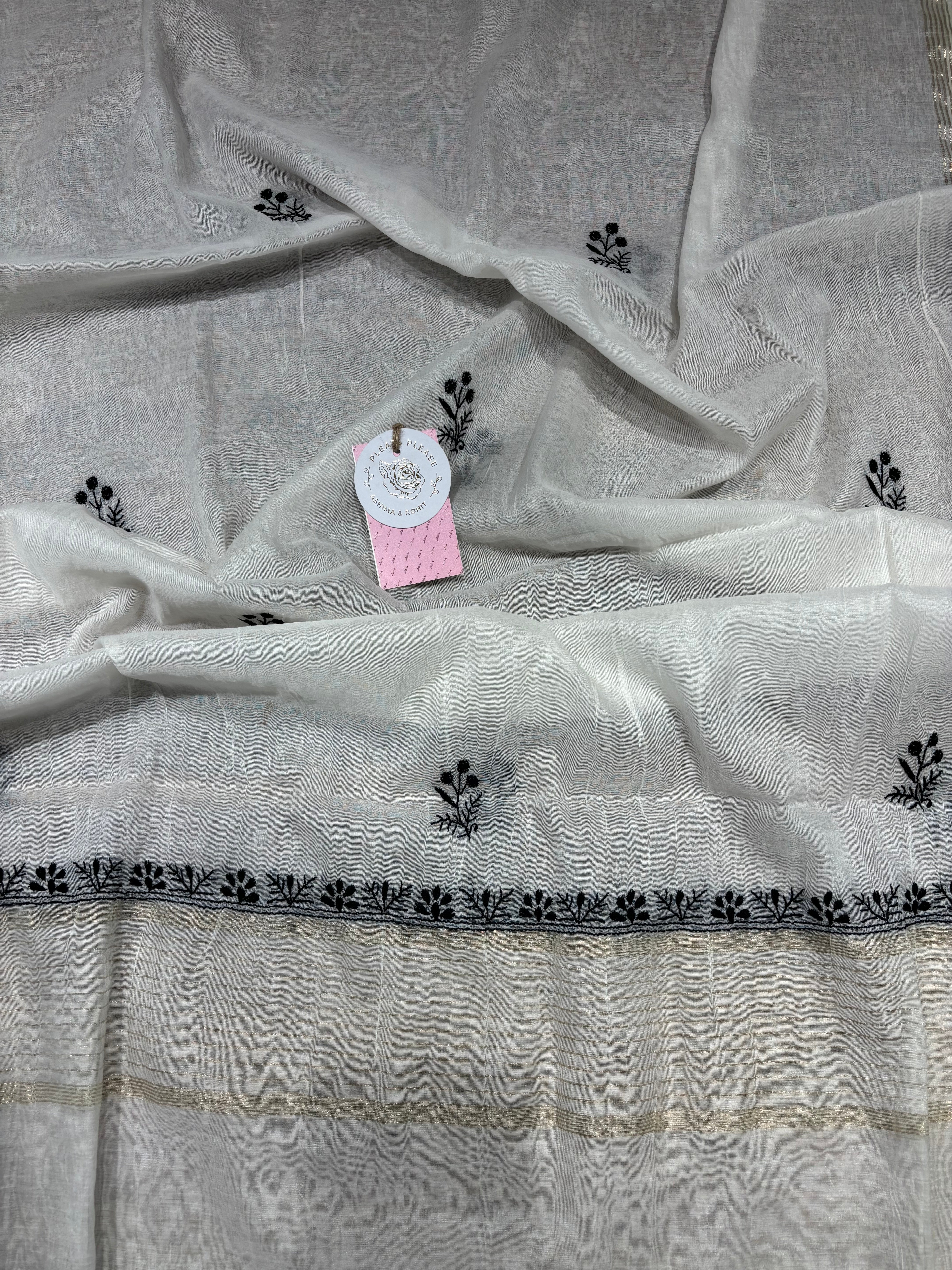 Dyeable Chanderi Mul Chikankari Kurta & Dupatta Fabric