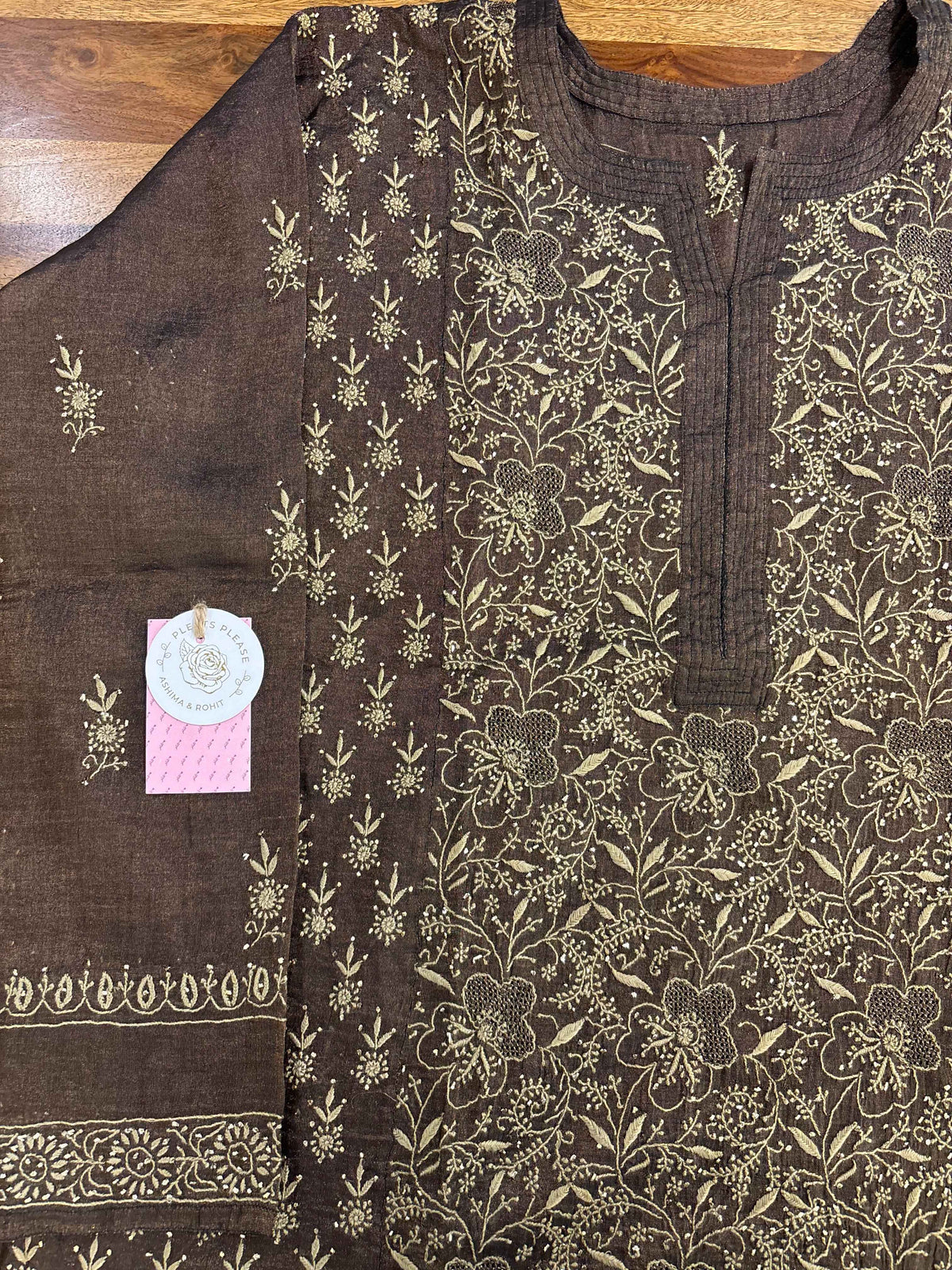 Black Tissue Chikan Mukaish Kurta & Dupatta