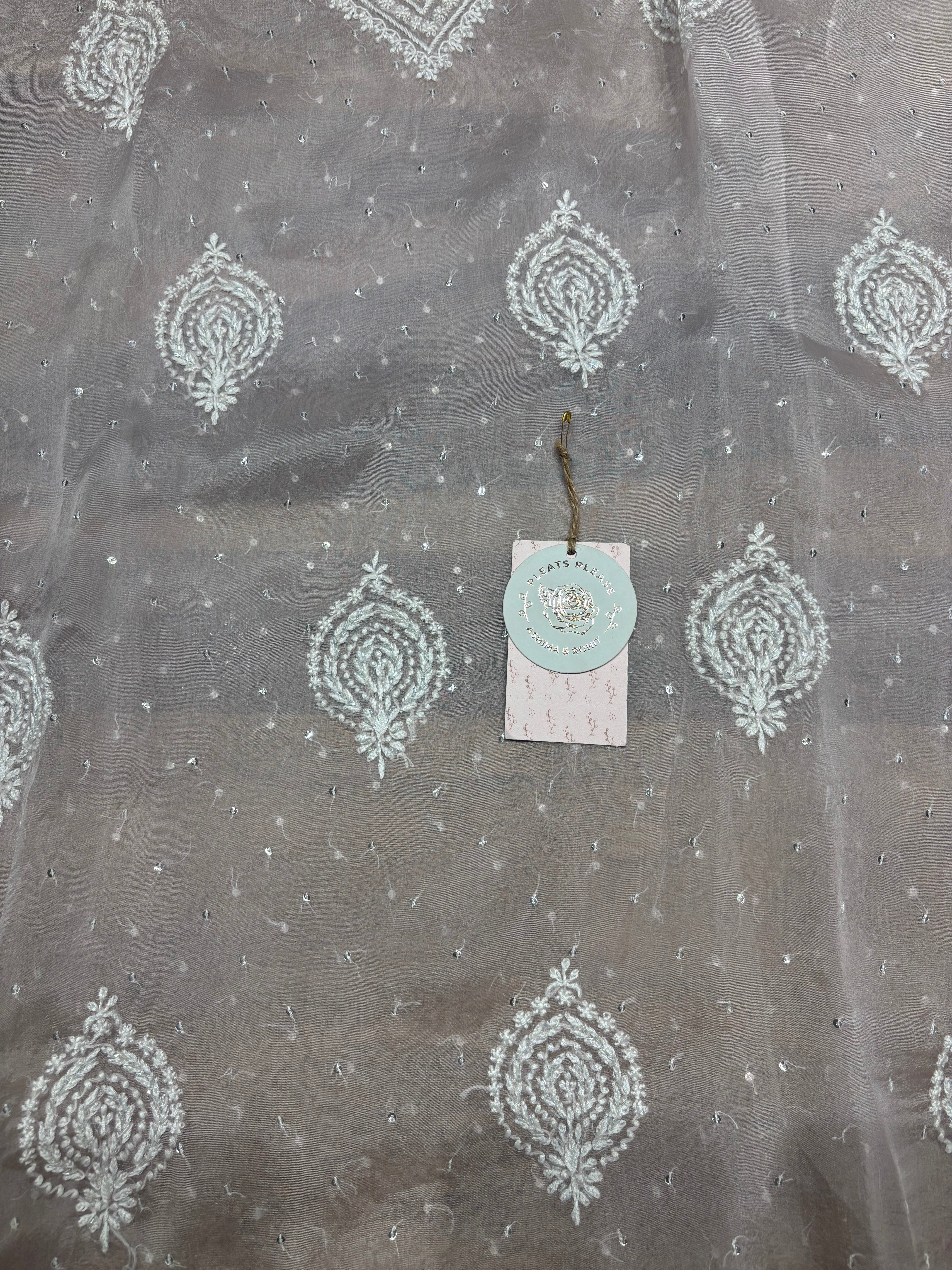 Soft Pink Organza Chikankari Co-ord Set