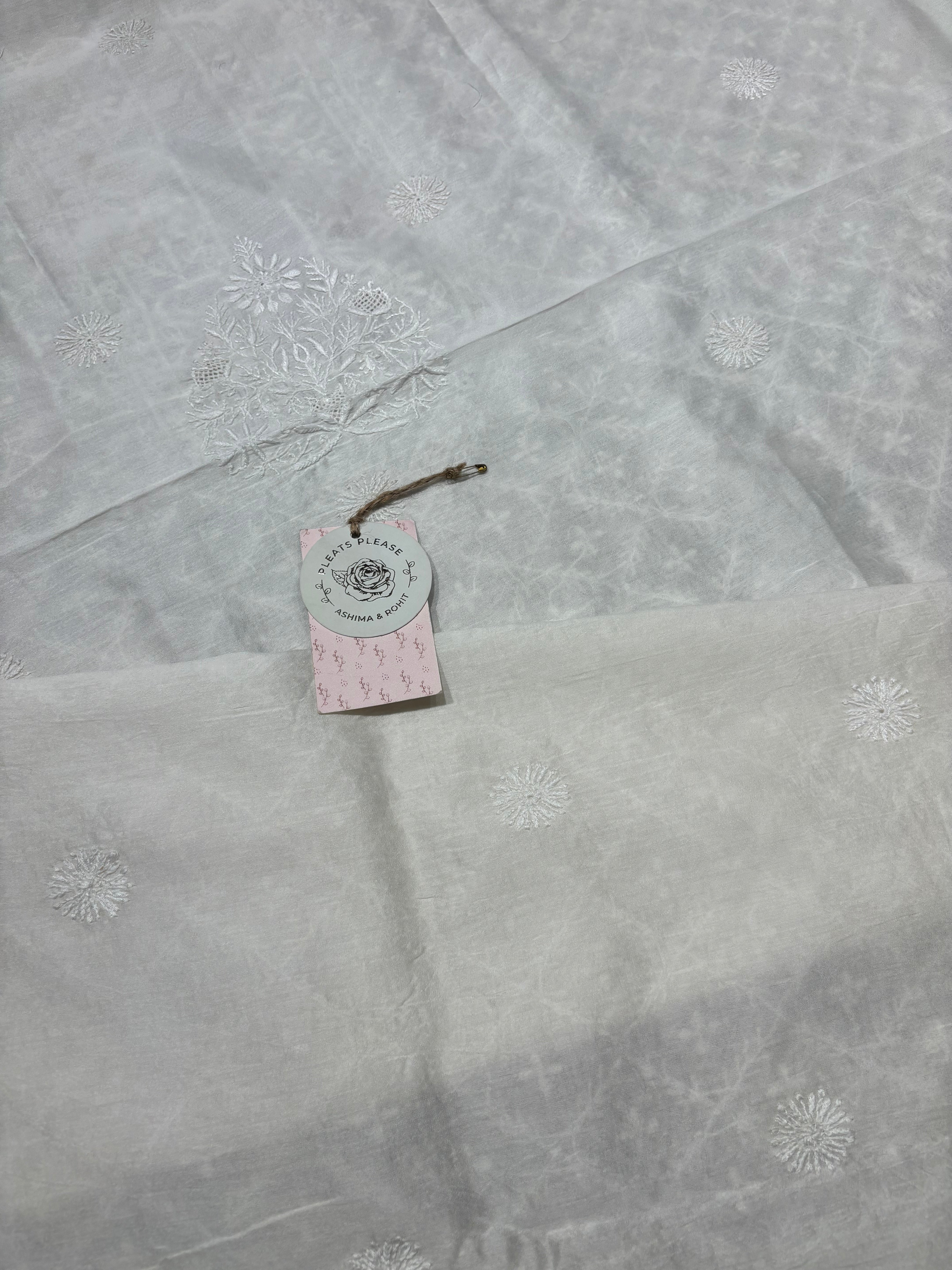 Dyeable Chanderi Silk Chikankari Men’s Kurta Fabric