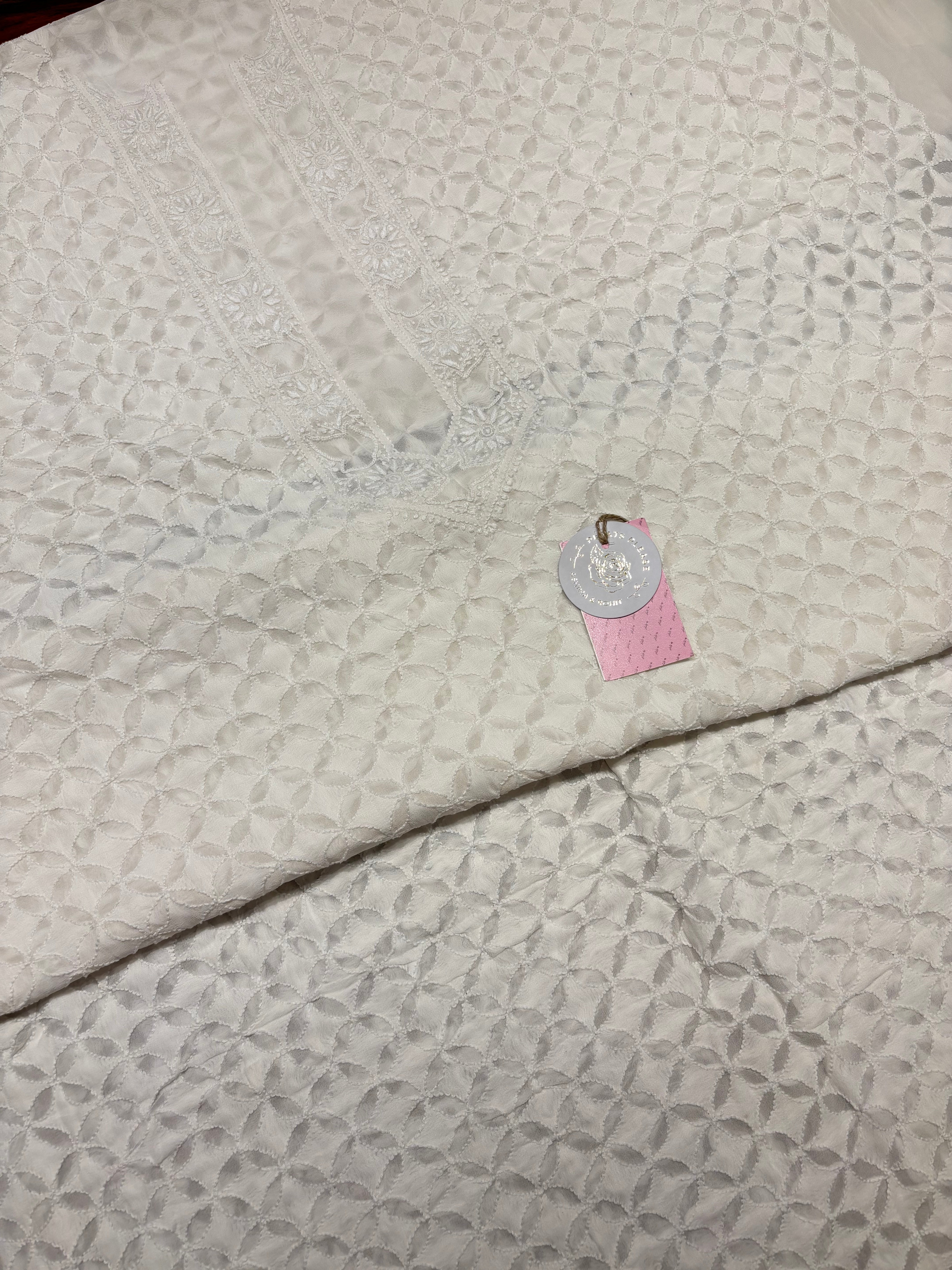 Dyeable Pure and Premium Georgette Chikankari Men’s Kurta Fabric