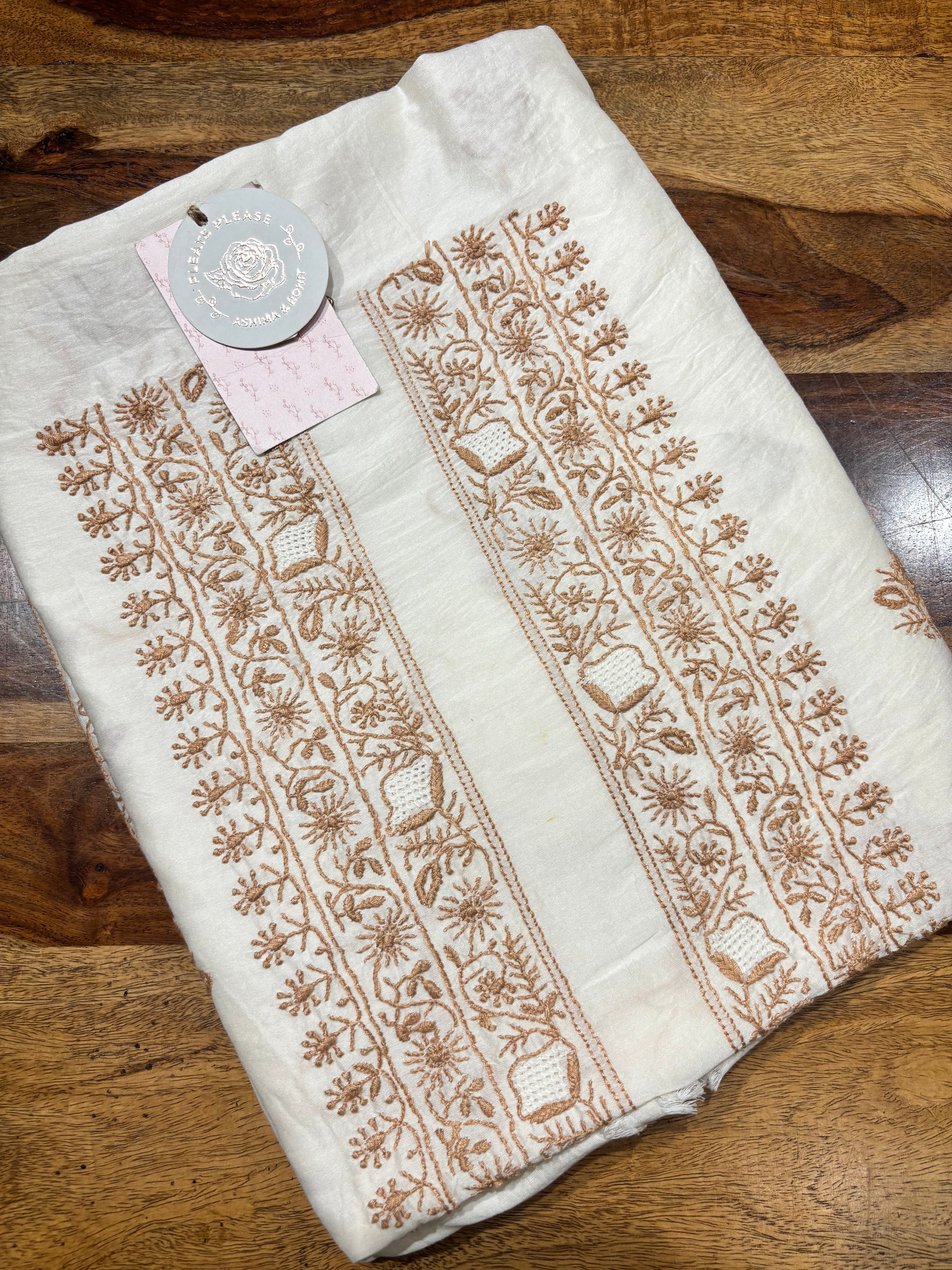 Dyeable Chanderi Silk Chikankari Men’s Kurta