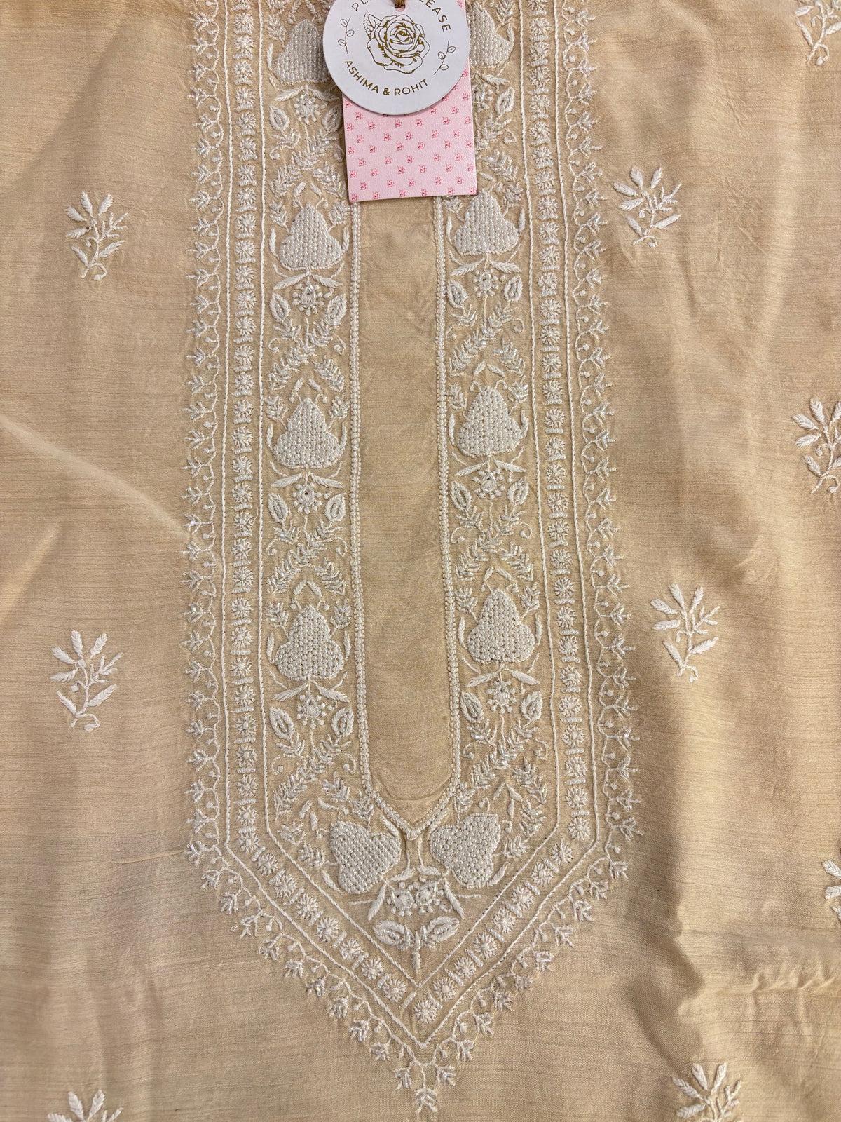 Dyeable Monga Silk Men’s Chikankari Kurta