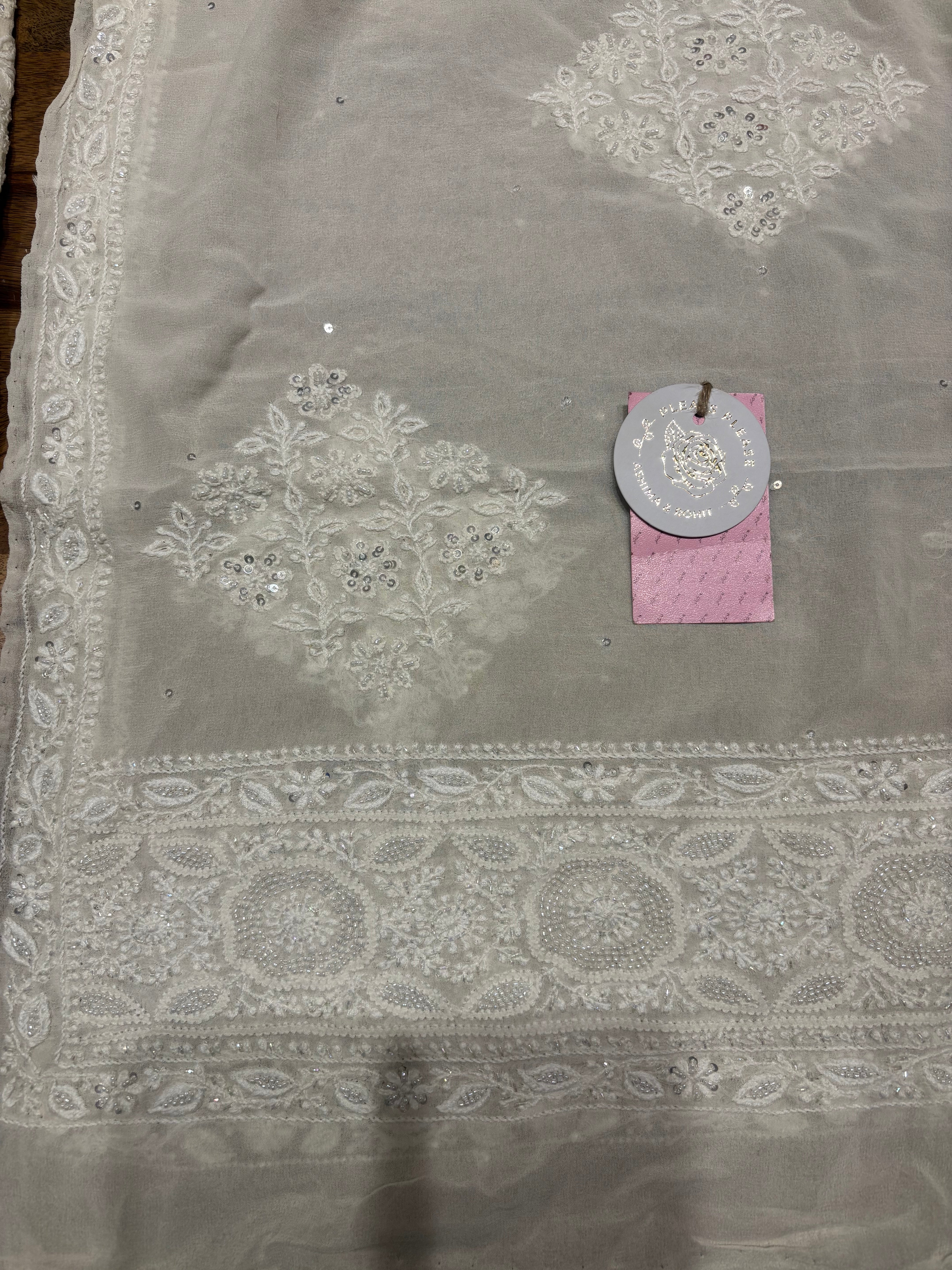 Dyeable Pure & Premium Georgette Chikankari Anarkali & Dupatta Set