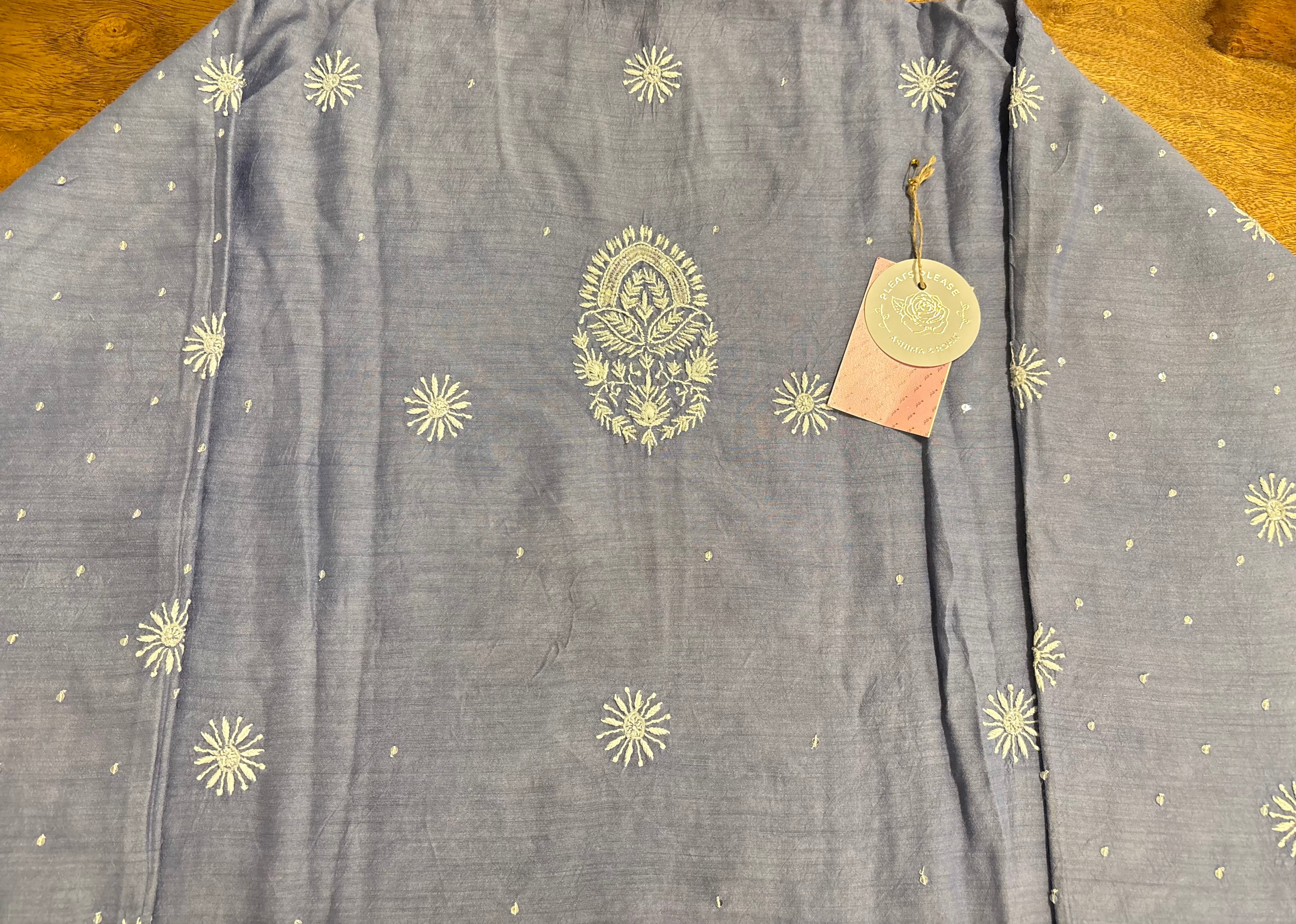 Powder blue Chikankari Kurta Dupatta Set