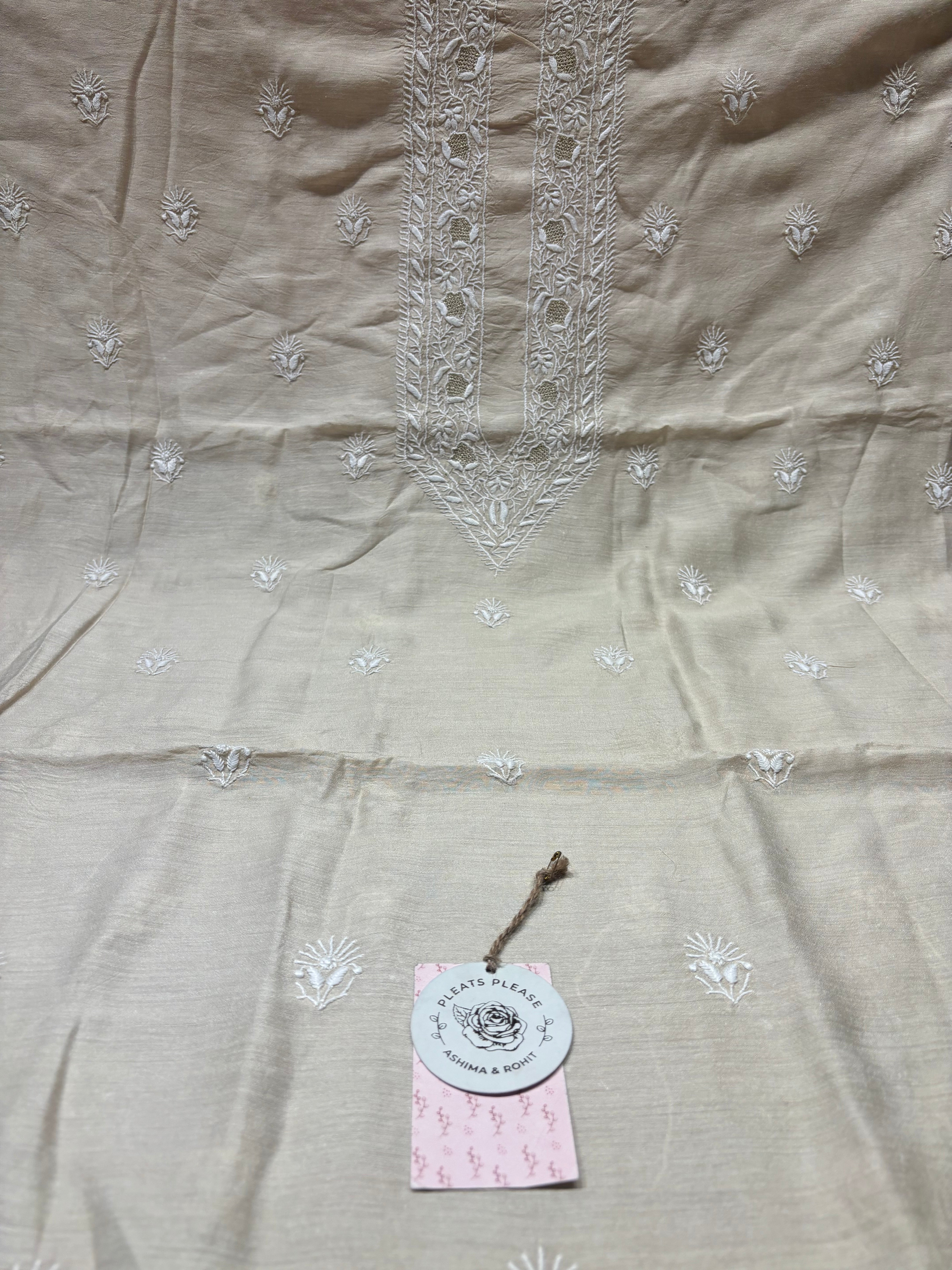 Dyeable Monga Silk Chikankari Chikankari Men’s Kurta Fabric