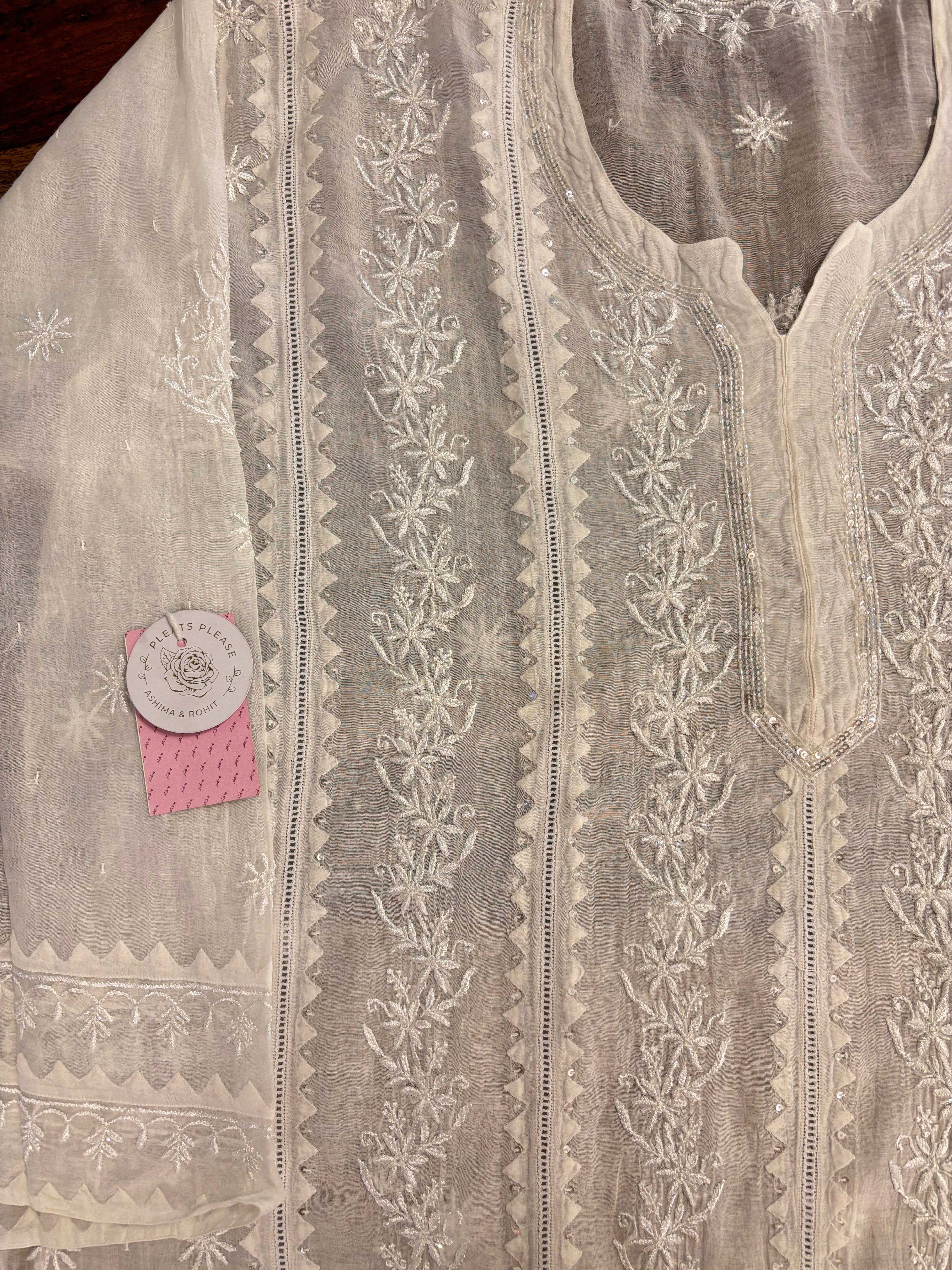 Dyeable Chanderi Daraz Chikankari Kurta & Dupatta