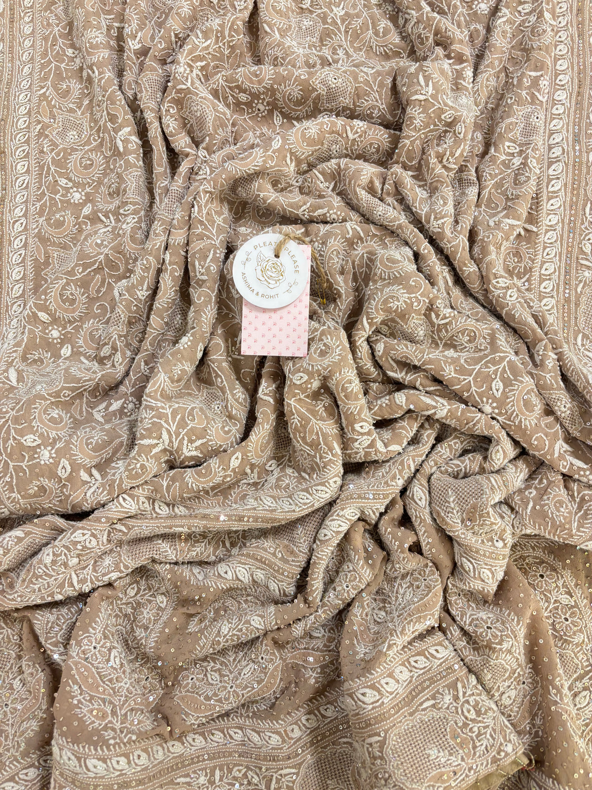 Beige Pure & Premium Georgette Chikankari Kurta & Dupatta