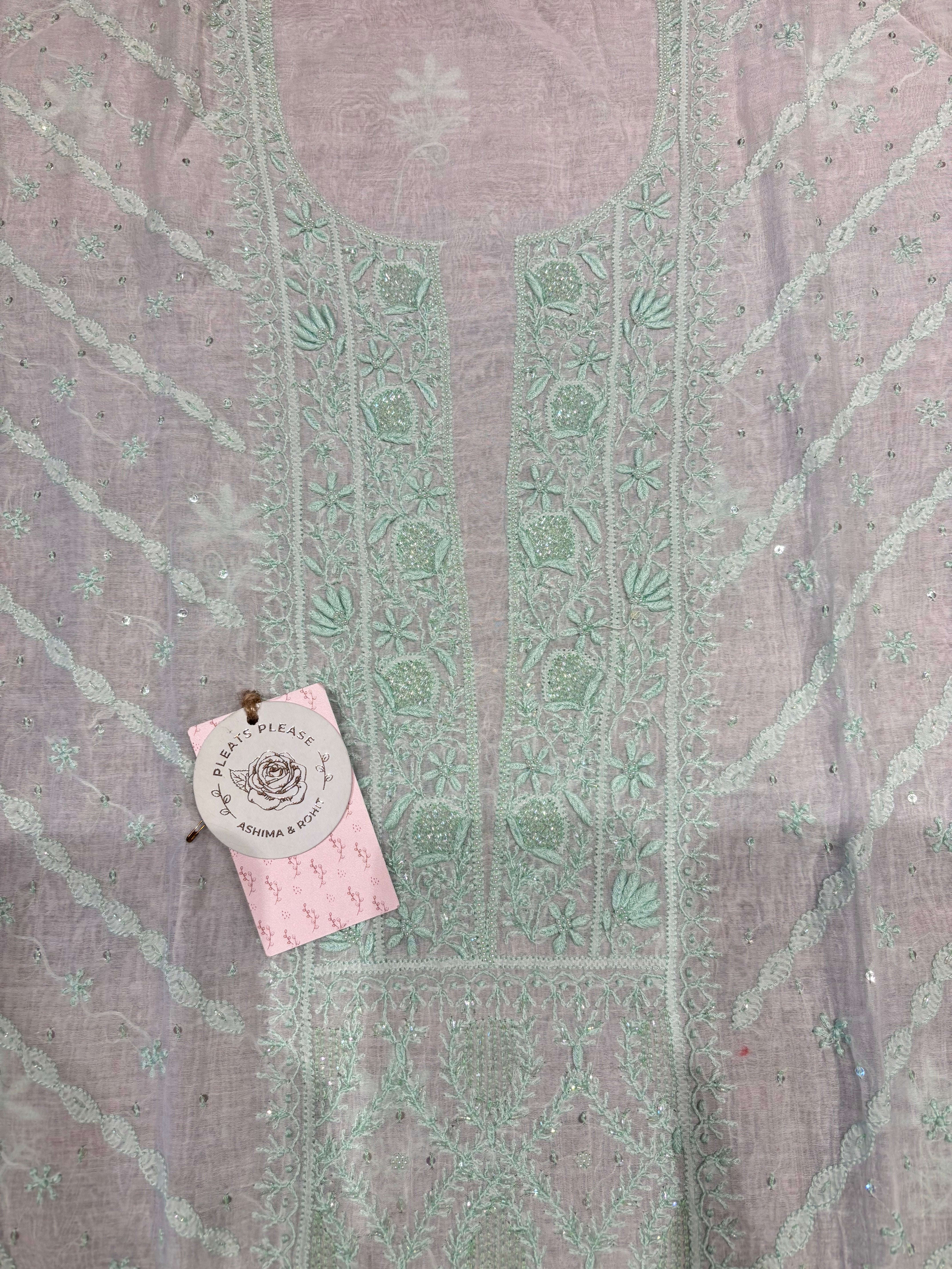 Dyeable Chanderi Mul Chikankari Kurta and Dupatta