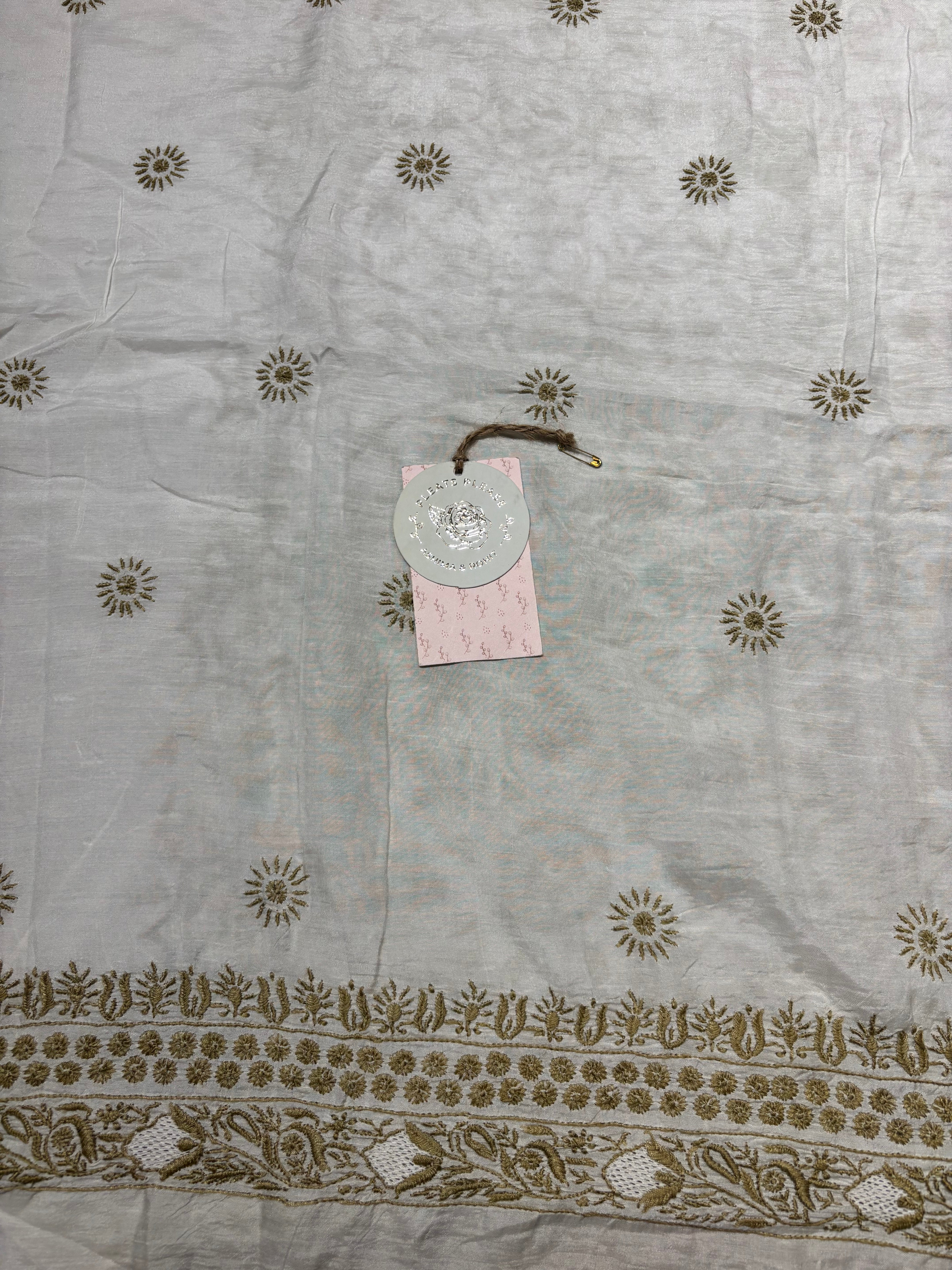 Dyeable Pure Muslin Silk Chikankari Men’s Kurta Fabric