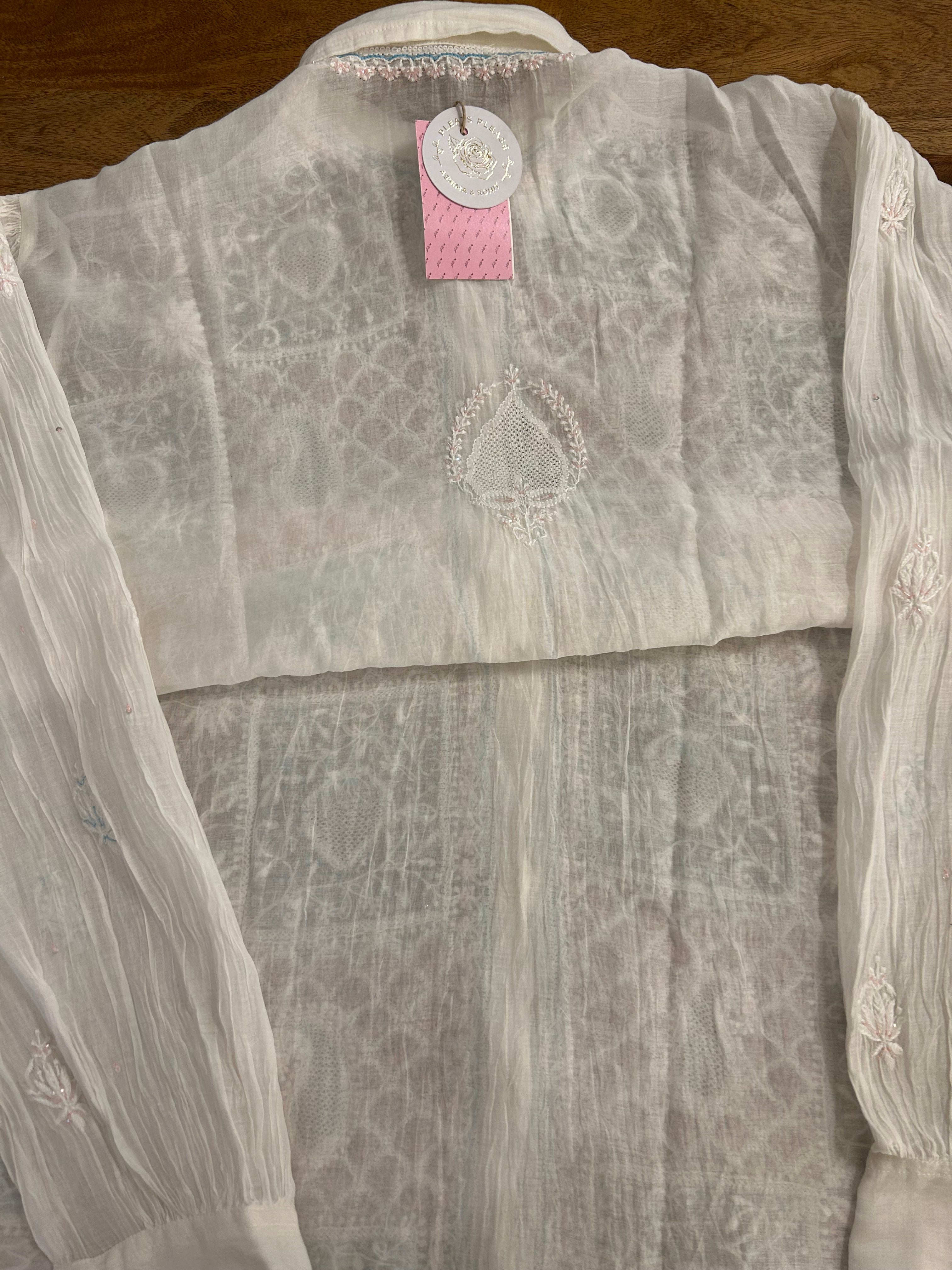 Dyeable Chanderi Mul Chikankari Shirt