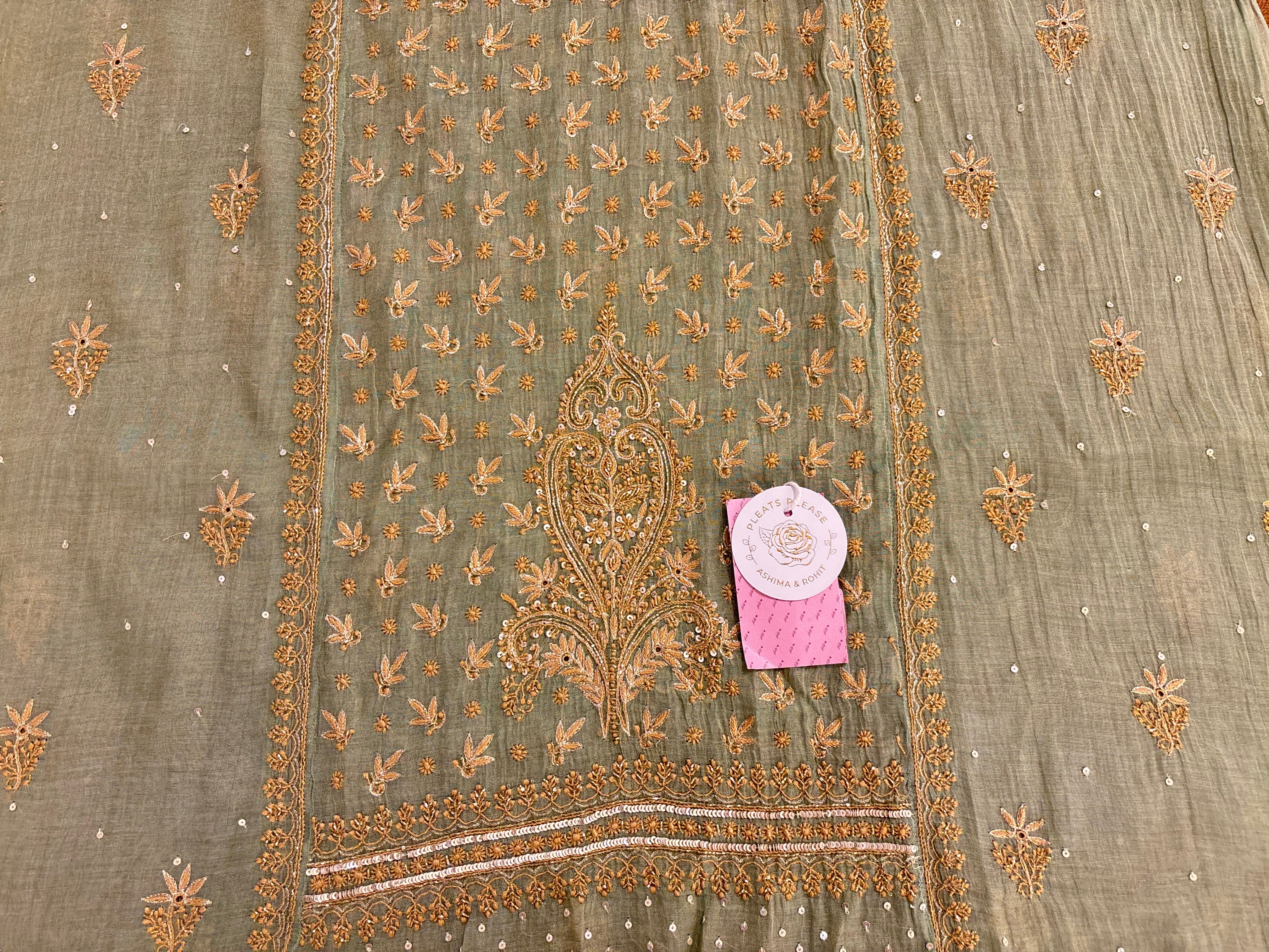 Pistachio Green Pure & Premium Tissue Chikankari Kurta & Dupatta