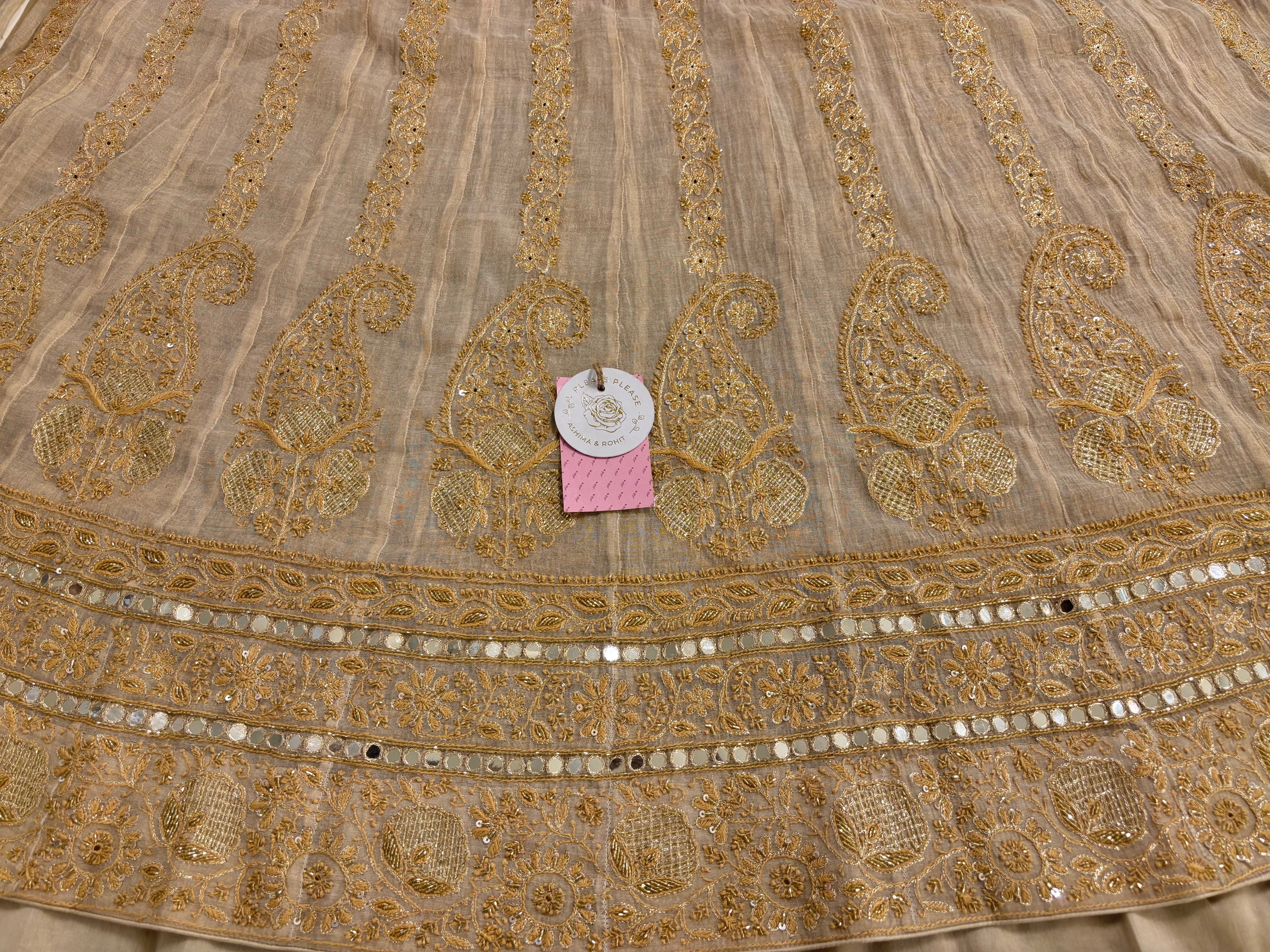Dyeable Pure & Premium Tissue Mirror Chikankari Bajirao Anarkali & Dupatta
